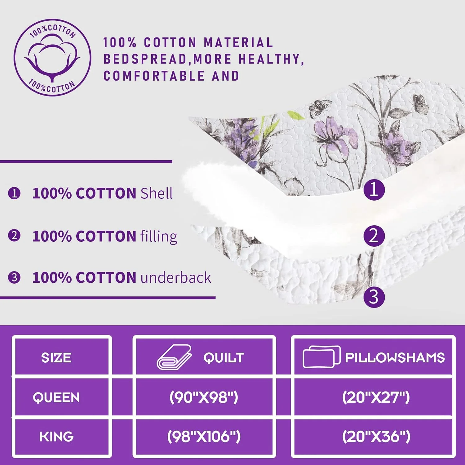 ست لحاف گلدار فینلونته مناسب تخت کوئین - روتختی سبک وزن 100% پنبه ای و ست روتختی کامل، روتختی با 2 روبالشی