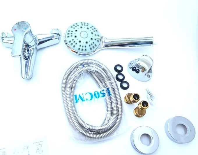 شیر دوش AL ARQAM - شیر اهرمی تک دستگیره دیواری به همراه گوشی دوش دستی برای آب گرم و سرد