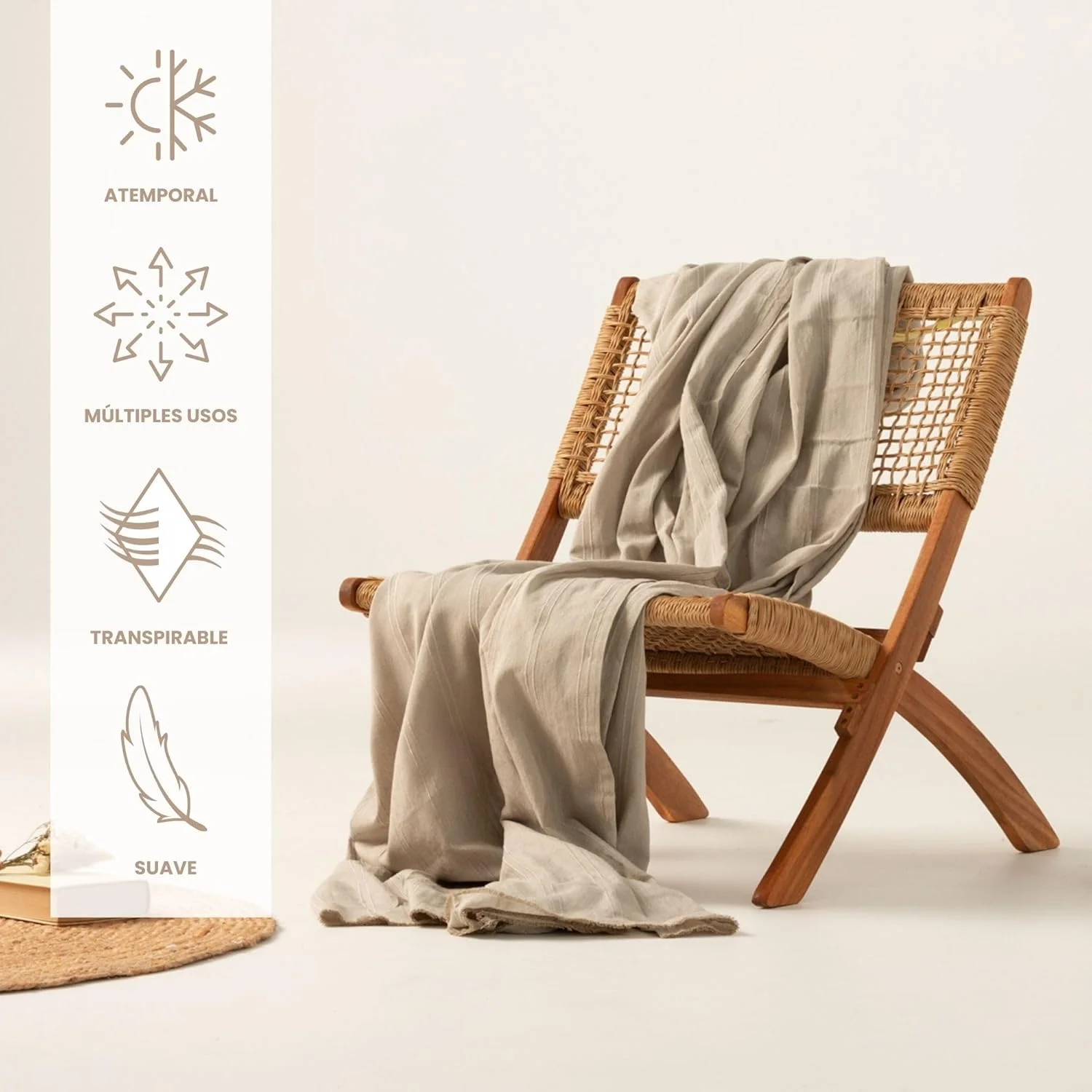 رو تختی چند منظوره اکرو GAMUSI - رو تختی سبک و بادوام - محافظ تخت مبل و صندلی - پتوی تزئینی مدرن 180 x 140 سانتی متر رنگ سنگی