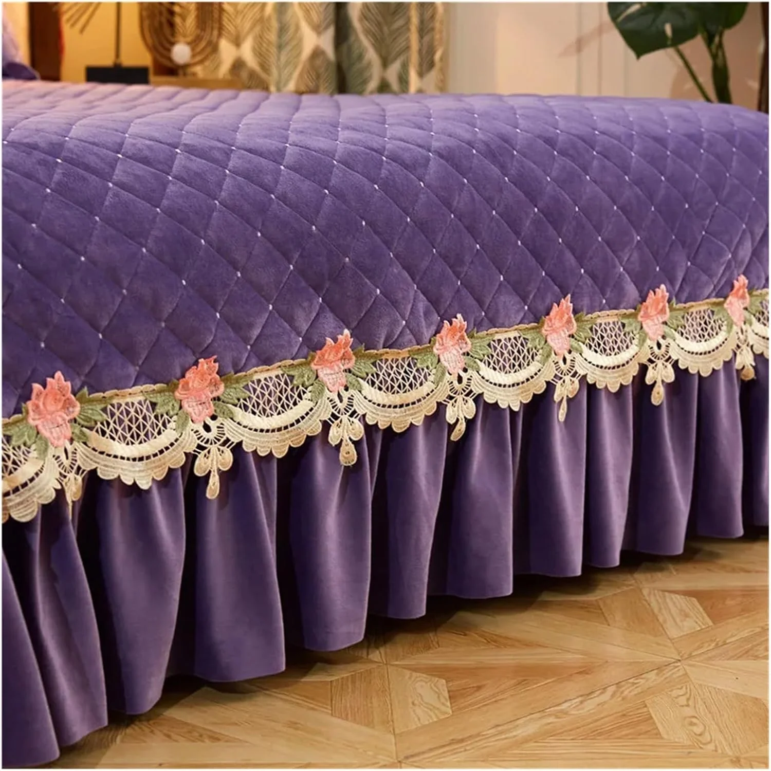 روکش لحاف مخملی پشمی نرم و گرم، روتختی ضخیم لحافی، روبالشتی دخترانه صورتی خاکستری شیک ست ملافه لوکس سایز کوئین کینگ، ست رختخواب لوکس (سایز کامل 4 تکه)