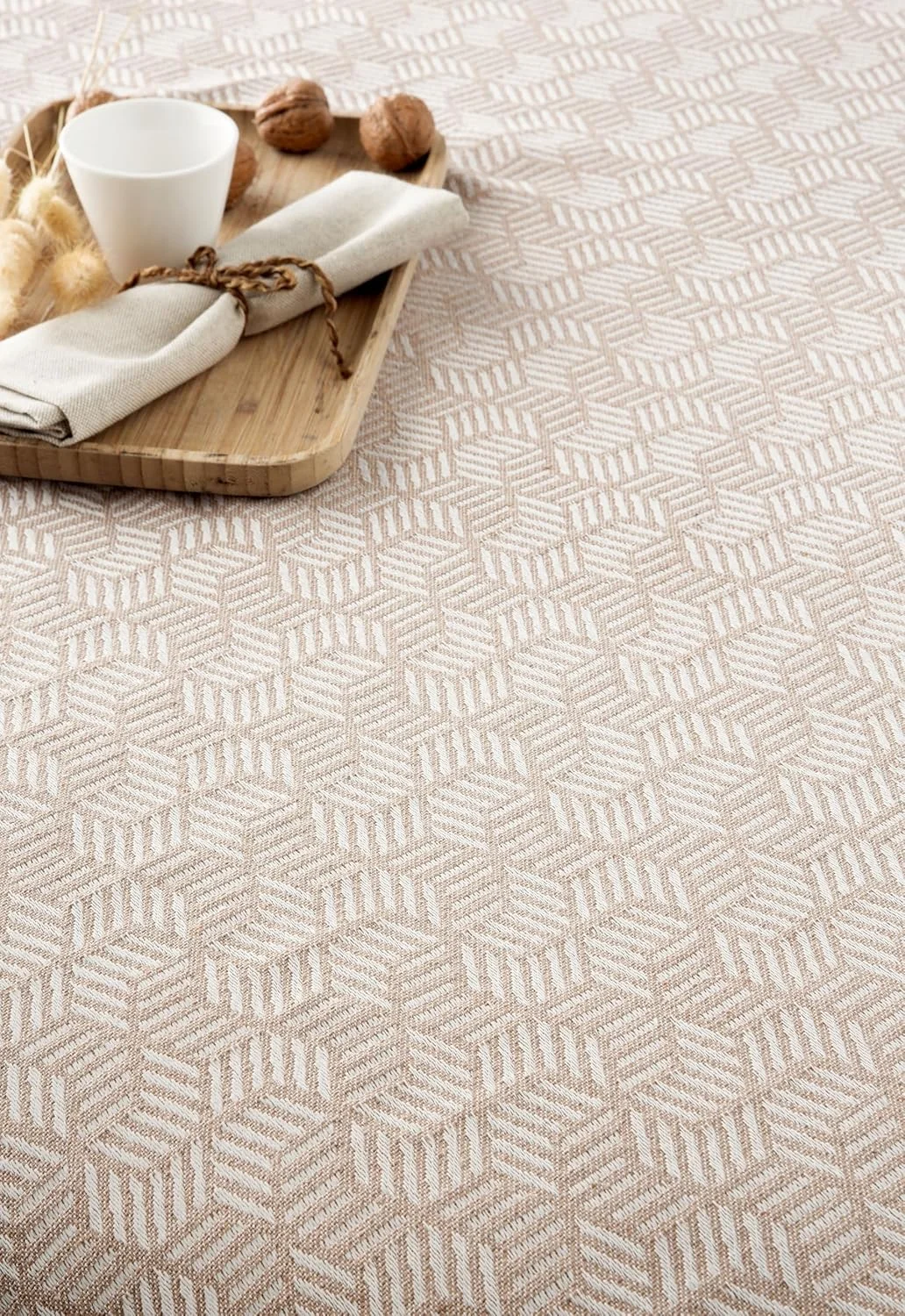 رو تختی چند منظوره GAMUSI برای تخت 135/150 سانتی متر و مبل. رو تختی پتو روانداز مبل 3 نفره نرم پنبه ای هندسی - 230 x 280 سانتی متر، بژ