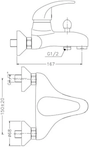 شیر دوش حمام فیتو پریمیوم با علم دوش - روکش کروم، نصب آسان، جریان آب پرفشار، شیر حمام مدرن، عملکرد دوگانه، ساختار برنجی بادوام