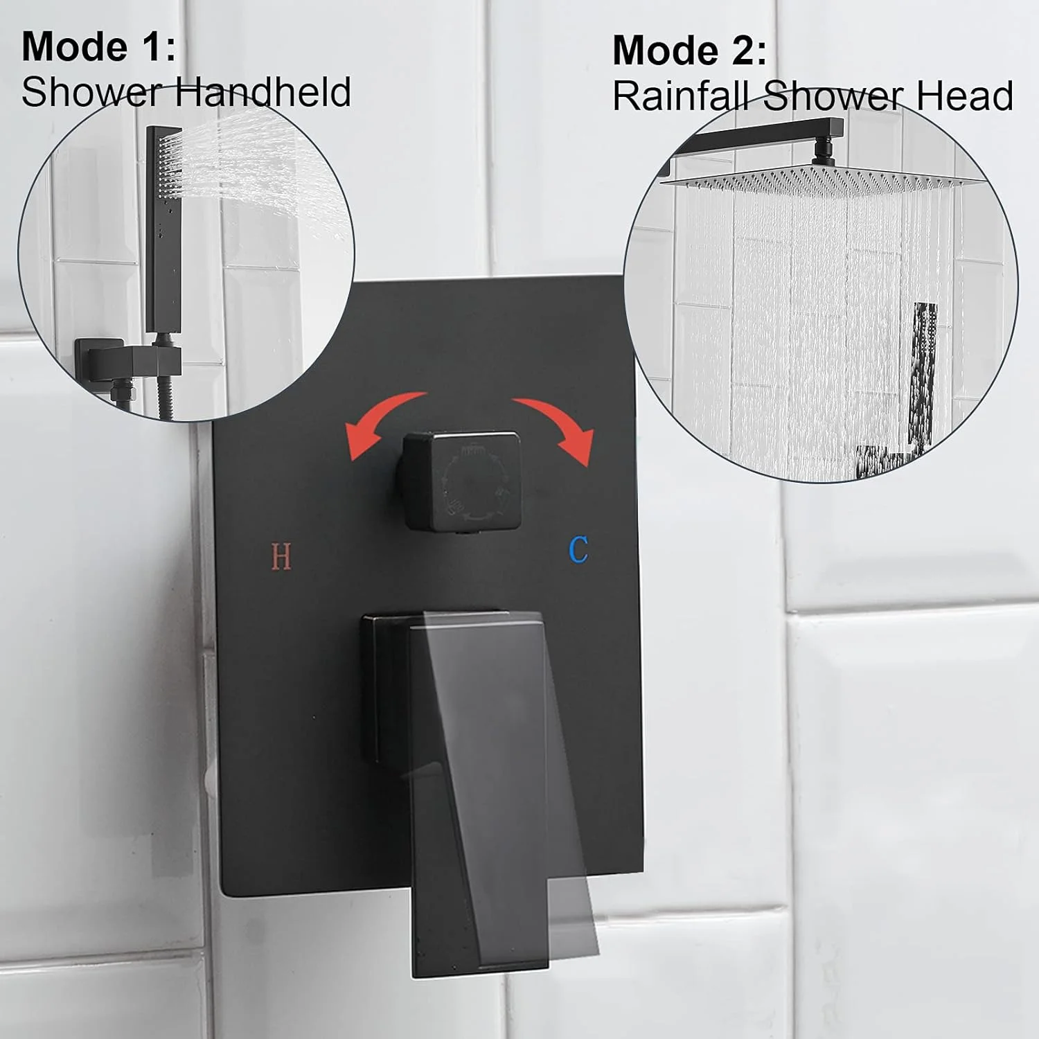 سیستم دوش مشکی BATHLAVISH، سردوش بارانی 12 اینچی با ست ترکیبی دستی، شیر دوش حمام لوکس مربعی، فشار قوی، بدنه شیر تنظیم فشار و متعلقات نصب دیواری سیستم دوش مشکی BATHLAVISH، سردوش بارانی 12 اینچی با ست ترکیبی دستی، شیر دوش حمام لوکس مربعی، فشار قوی، بدنه شیر تنظیم فشار و متعلقات نصب دیواری