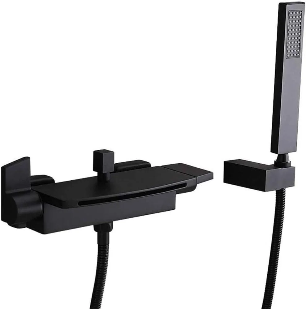 شیر حمام با دوش، سیستم دوش مخلوط برنجی، شیر دوش آبشاری توکار حمام، شیرآلات وان مخلوط دیواری مشکی شیر حمام با دوش، سیستم دوش مخلوط برنجی، شیر دوش آبشاری توکار حمام، شیرآلات وان مخلوط دیواری مشکی