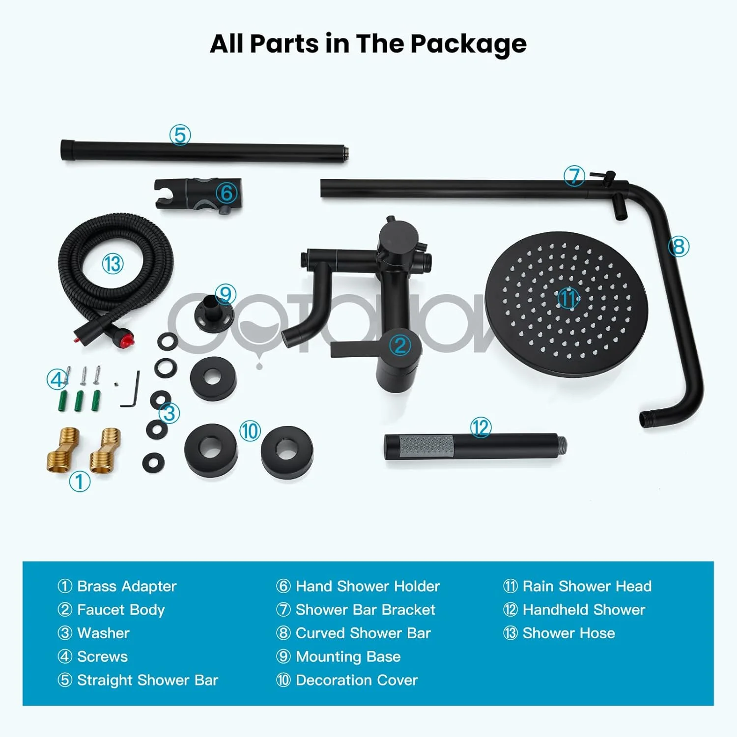 مجموعه سیستم دوش gotonovo با اسپری دستی و خروجی آب وان، استیل ضد زنگ مشکی مات، دسته استوانه ای، سر دوش بارانی 8 اینچی، شیر دوش حمام، نصب دیواری، سه عملکرد مجموعه سیستم دوش gotonovo با اسپری دستی و خروجی آب وان، استیل ضد زنگ مشکی مات، دسته استوانه ای، سر دوش بارانی 8 اینچی، شیر دوش حمام، نصب دیواری، سه عملکرد