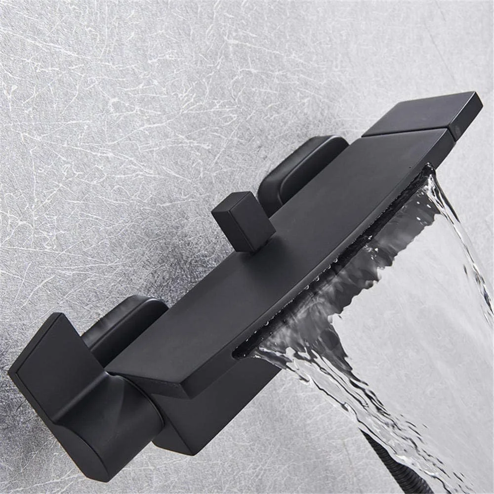 شیر حمام با دوش، سیستم دوش مخلوط برنجی، شیر دوش آبشاری توکار حمام، شیرآلات وان مخلوط دیواری مشکی شیر حمام با دوش، سیستم دوش مخلوط برنجی، شیر دوش آبشاری توکار حمام، شیرآلات وان مخلوط دیواری مشکی