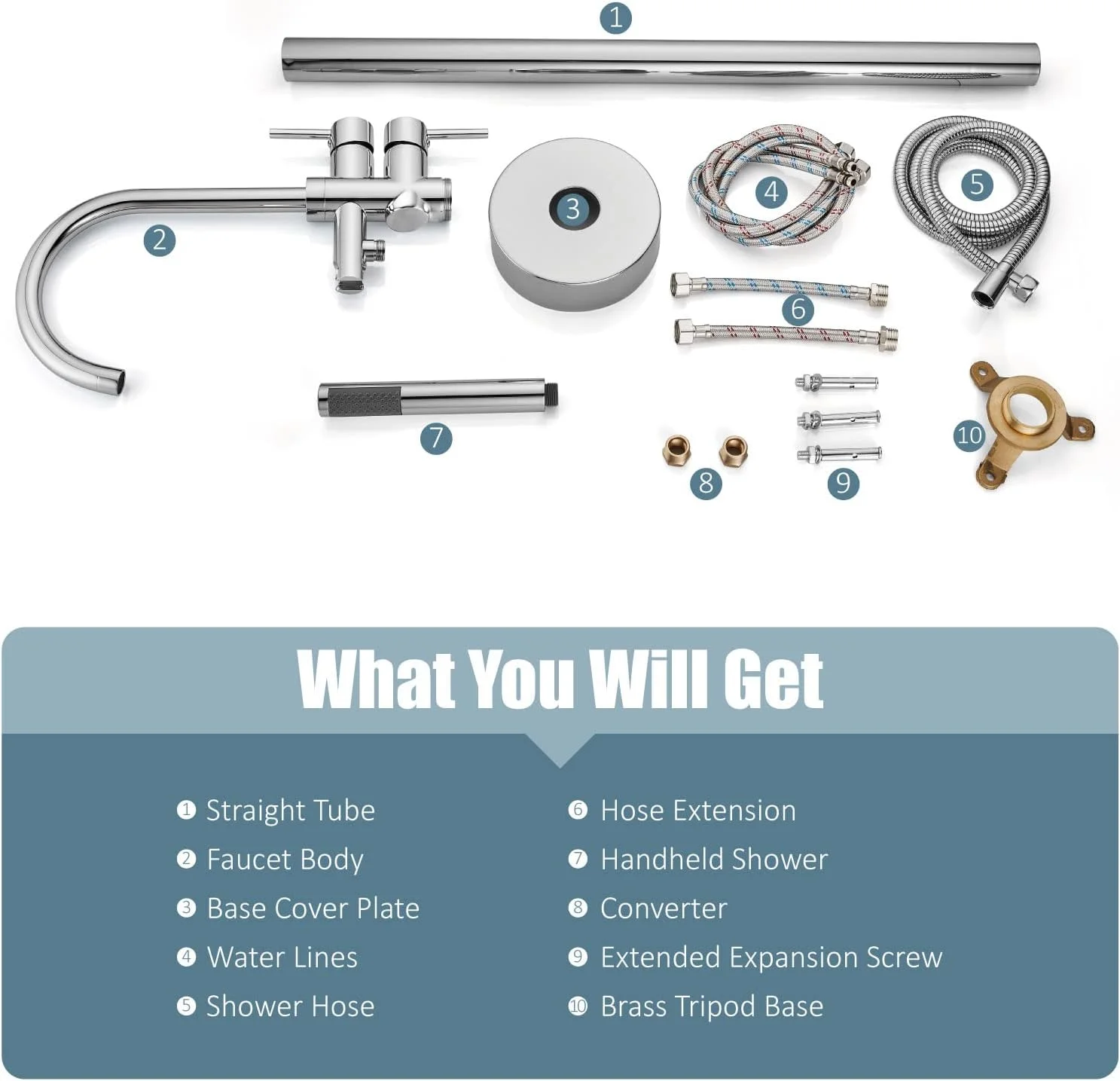 شیر حمام ایستاده آولمی، شیر پرکن وان، شیرآلات دوش با جریان بالا، شیرآلات مخلوط دوش، خروجی گردن غازی چرخان با گوشی دستی استوانه ای، کروم پولیش شیر حمام ایستاده آولمی، شیر پرکن وان، شیرآلات دوش با جریان بالا، شیرآلات مخلوط دوش، خروجی گردن غازی چرخان با گوشی دستی استوانه ای، کروم پولیش