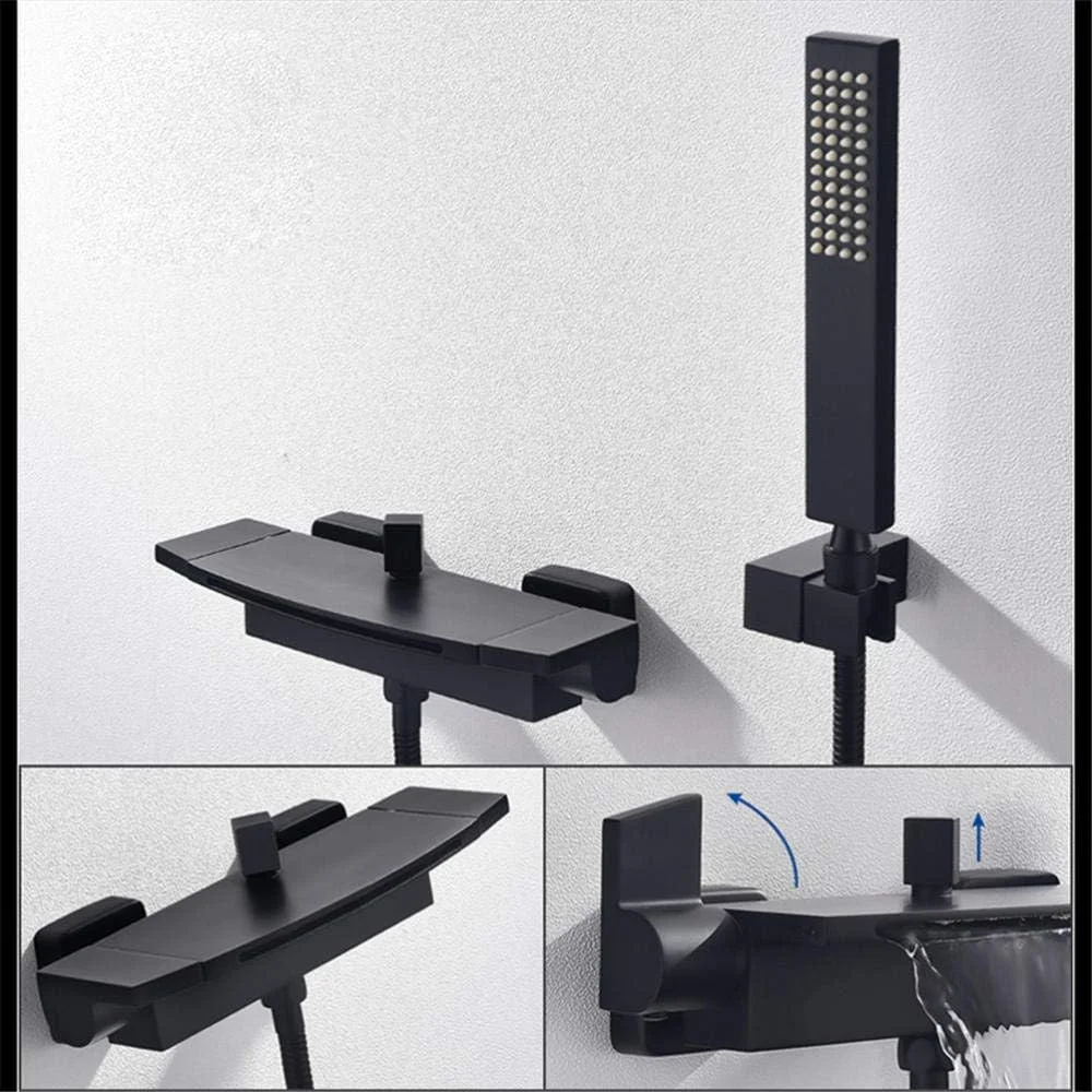 شیر حمام با دوش، سیستم دوش مخلوط برنجی، شیر دوش آبشاری توکار حمام، شیرآلات وان مخلوط دیواری مشکی شیر حمام با دوش، سیستم دوش مخلوط برنجی، شیر دوش آبشاری توکار حمام، شیرآلات وان مخلوط دیواری مشکی