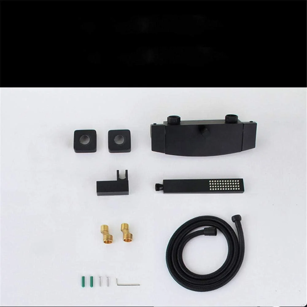 شیر حمام با دوش، سیستم دوش مخلوط برنجی، شیر دوش آبشاری توکار حمام، شیرآلات وان مخلوط دیواری مشکی شیر حمام با دوش، سیستم دوش مخلوط برنجی، شیر دوش آبشاری توکار حمام، شیرآلات وان مخلوط دیواری مشکی