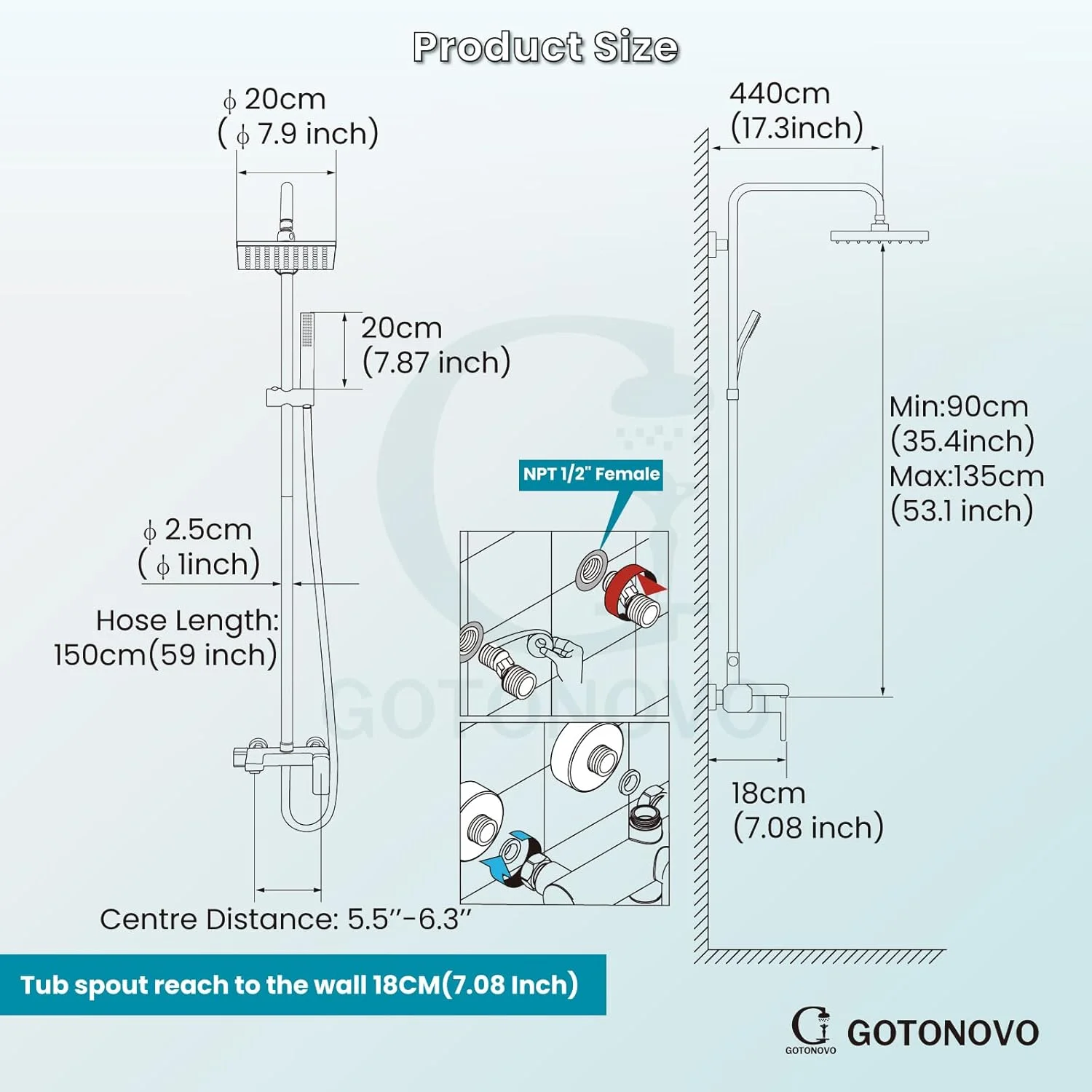 مجموعه سیستم دوش روکار مشکی مات gotonovo، دوش بارانی 8 اینچی، تک دستگیره، سه عملکردی، شیر دوش با خروجی آب وان، مجموعه واحد ترکیبی مجموعه سیستم دوش روکار مشکی مات gotonovo، دوش بارانی 8 اینچی، تک دستگیره، سه عملکردی، شیر دوش با خروجی آب وان، مجموعه واحد ترکیبی