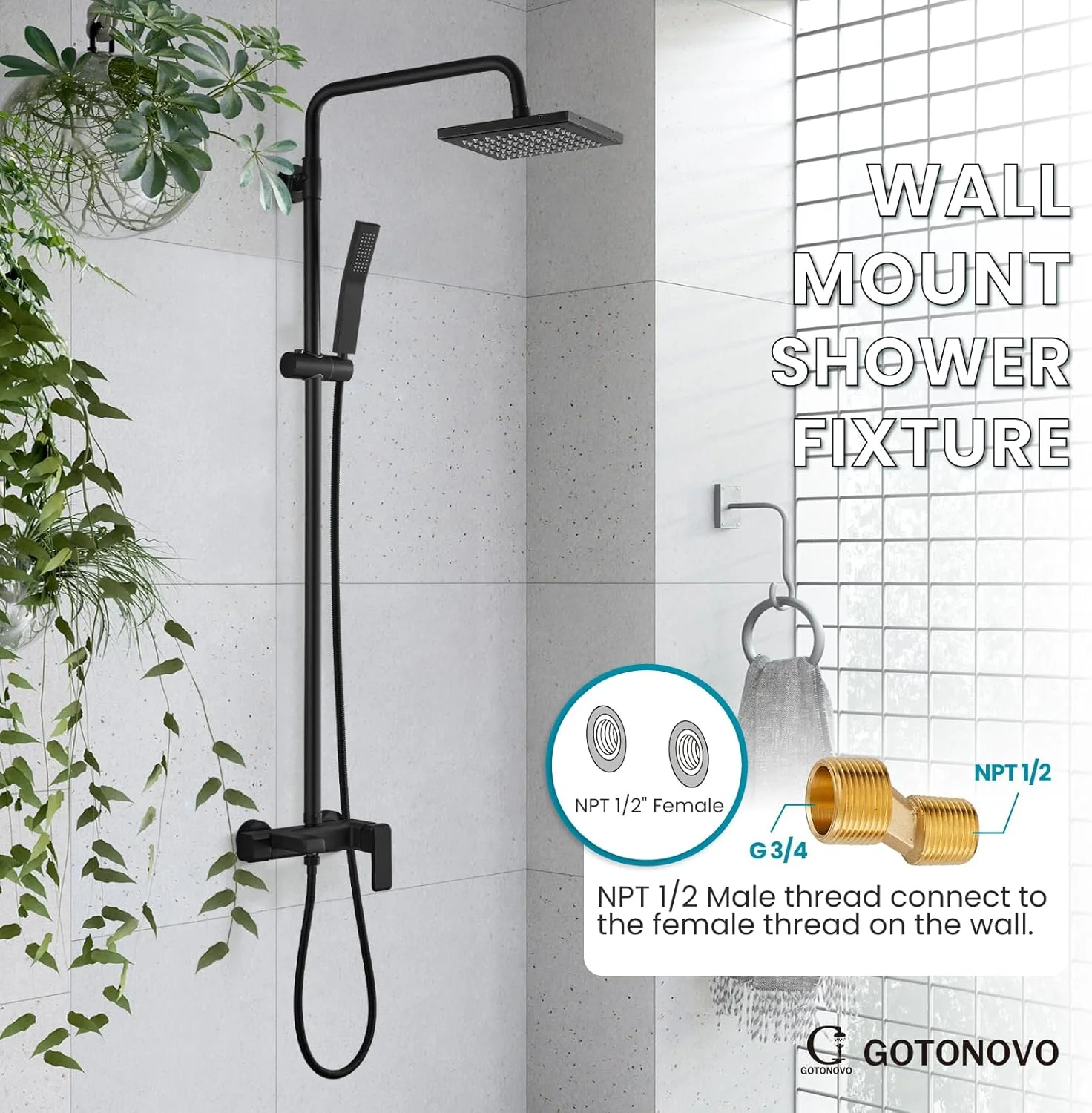 مجموعه سیستم دوش روکار مشکی مات gotonovo، دوش بارانی 8 اینچی، تک دستگیره، سه عملکردی، شیر دوش با خروجی آب وان، مجموعه واحد ترکیبی مجموعه سیستم دوش روکار مشکی مات gotonovo، دوش بارانی 8 اینچی، تک دستگیره، سه عملکردی، شیر دوش با خروجی آب وان، مجموعه واحد ترکیبی