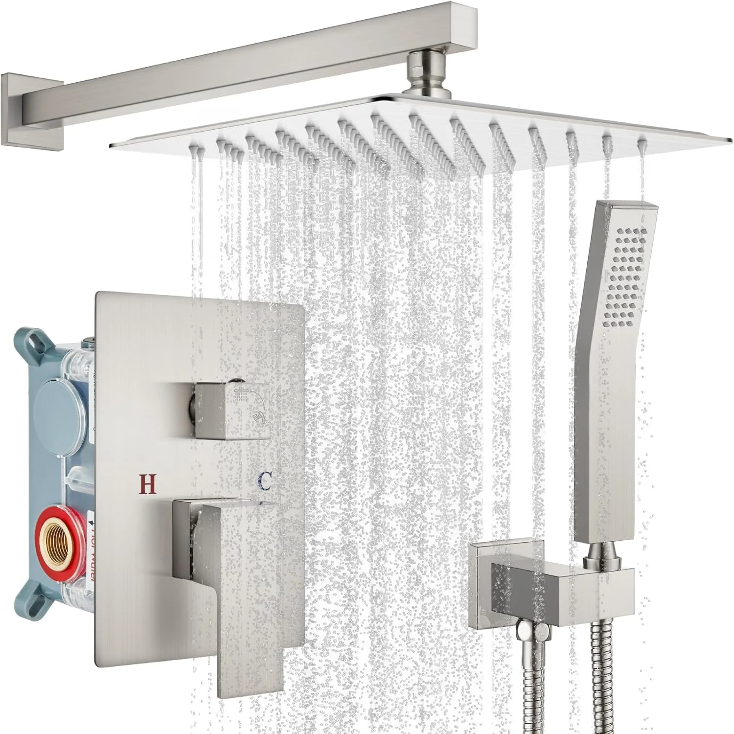 سیستم دوش بارانی 12 اینچی gotonovo، ست شیر دوش حمام با روکش نیکل برس خورده، لوکس و فشار قوی، شامل سردوش دستی، شیرآلات و تزیینات دوش سیستم دوش بارانی 12 اینچی gotonovo، ست شیر دوش حمام با روکش نیکل برس خورده، لوکس و فشار قوی، شامل سردوش دستی، شیرآلات و تزیینات دوش