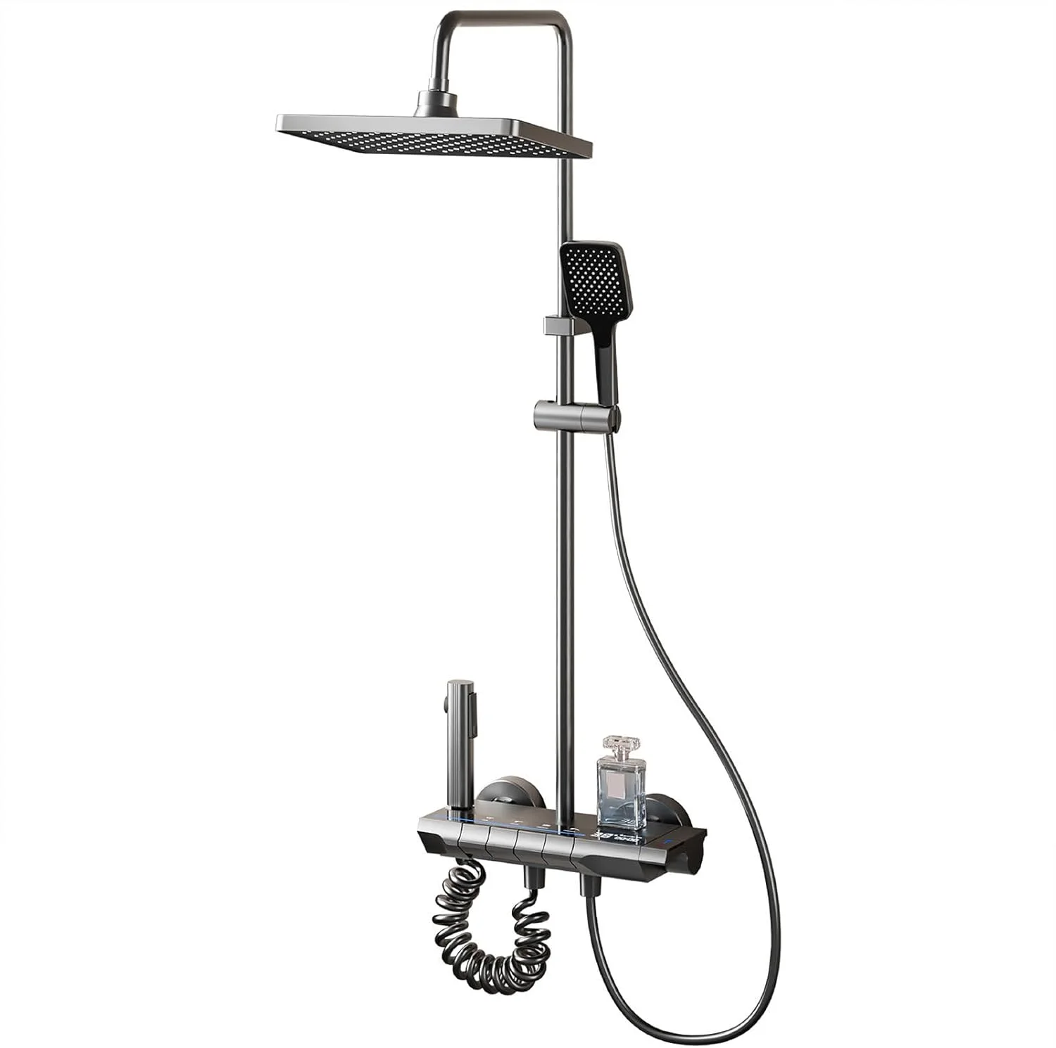 ست شیر دوش REAXOAL، شیر دوش قابل تعویض با 4 حالت مختلف آب، خروجی آب، دوش دستی، دوش بارانی و اسپری دستی، مجهز به نمایشگر دما و زمان آب، نصب دیواری ست شیر دوش REAXOAL، شیر دوش قابل تعویض با 4 حالت مختلف آب، خروجی آب، دوش دستی، دوش بارانی و اسپری دستی، مجهز به نمایشگر دما و زمان آب، نصب دیواری