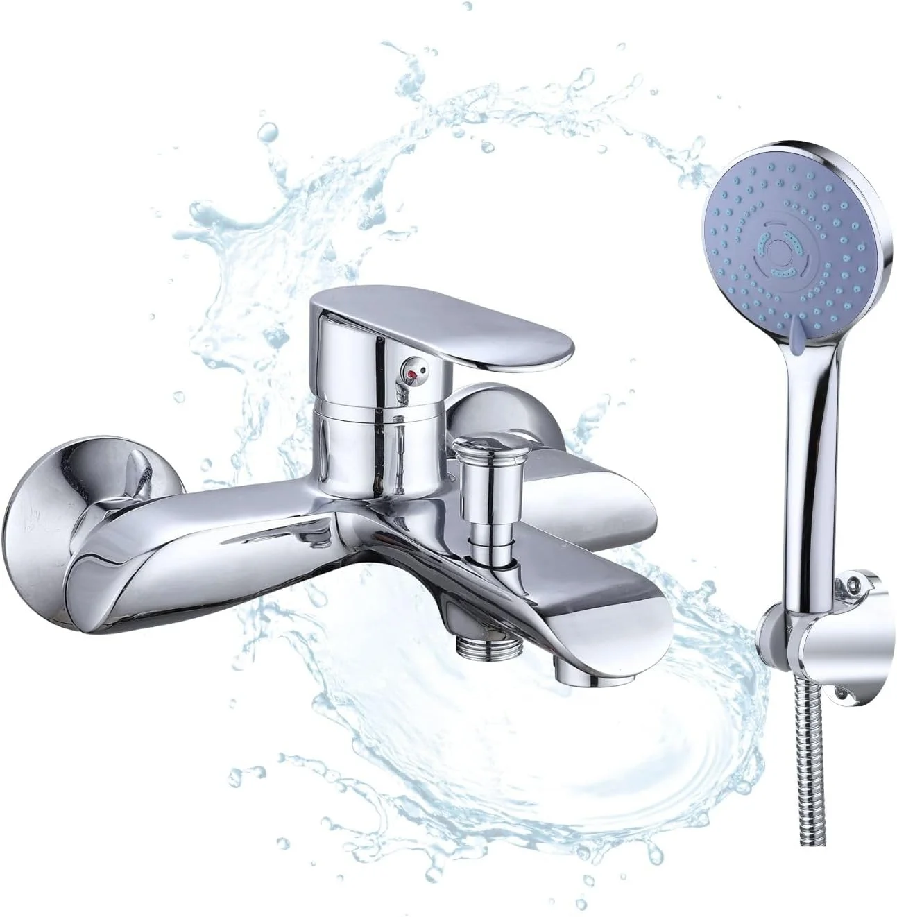 شیر دوش والدنو مدل ورونا، تک اهرمی آب سرد و گرم، شیر حمام، شیر دوش، بدنه فلزی سنگین، روکش کروم آینه ای، به همراه ست گوشی دوش دستی