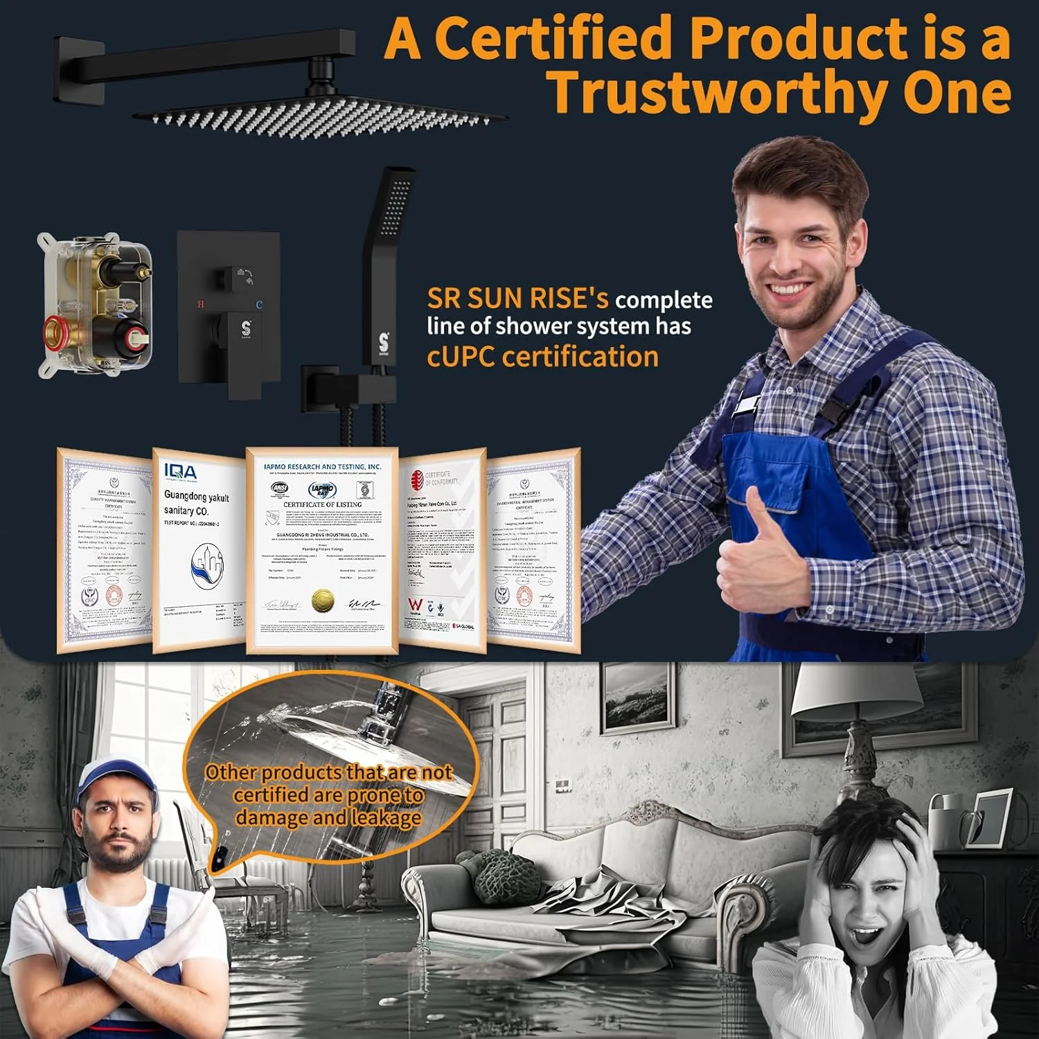 SR SUN RISE 12 Inches Matte Black Shower System 12 Inch Brass Bathroom Luxury Rain Mixer Shower Combo Set Wall Mounted Rainfall Shower Head System Shower Faucet Rough-in Valve Body and Trim Included SR SUN RISE 12 Inches Matte Black Shower System 12 Inch Brass Bathroom Luxury Rain Mixer Shower Combo Set Wall Mounted Rainfall Shower Head System Shower Faucet Rough-in Valve Body and Trim Included