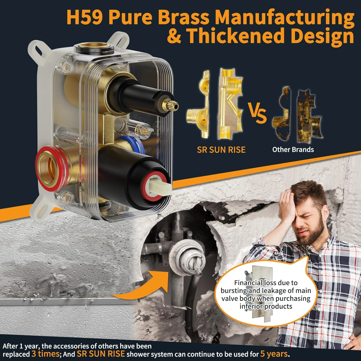 SR SUN RISE 12 Inches Matte Black Shower System 12 Inch Brass Bathroom Luxury Rain Mixer Shower Combo Set Wall Mounted Rainfall Shower Head System Shower Faucet Rough-in Valve Body and Trim Included SR SUN RISE 12 Inches Matte Black Shower System 12 Inch Brass Bathroom Luxury Rain Mixer Shower Combo Set Wall Mounted Rainfall Shower Head System Shower Faucet Rough-in Valve Body and Trim Included