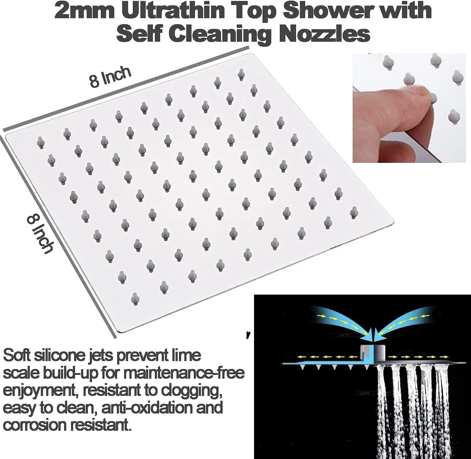 ست شیر دوش نقره ای استیل ضد زنگ SKADE، سیستم دوش سه کاره دیواری، سر دوش 8 اینچی، اسپری دستی قابل تنظیم حمام، شیر دوش نیکل برس خورده ست کامل ست شیر دوش نقره ای استیل ضد زنگ SKADE، سیستم دوش سه کاره دیواری، سر دوش 8 اینچی، اسپری دستی قابل تنظیم حمام، شیر دوش نیکل برس خورده ست کامل