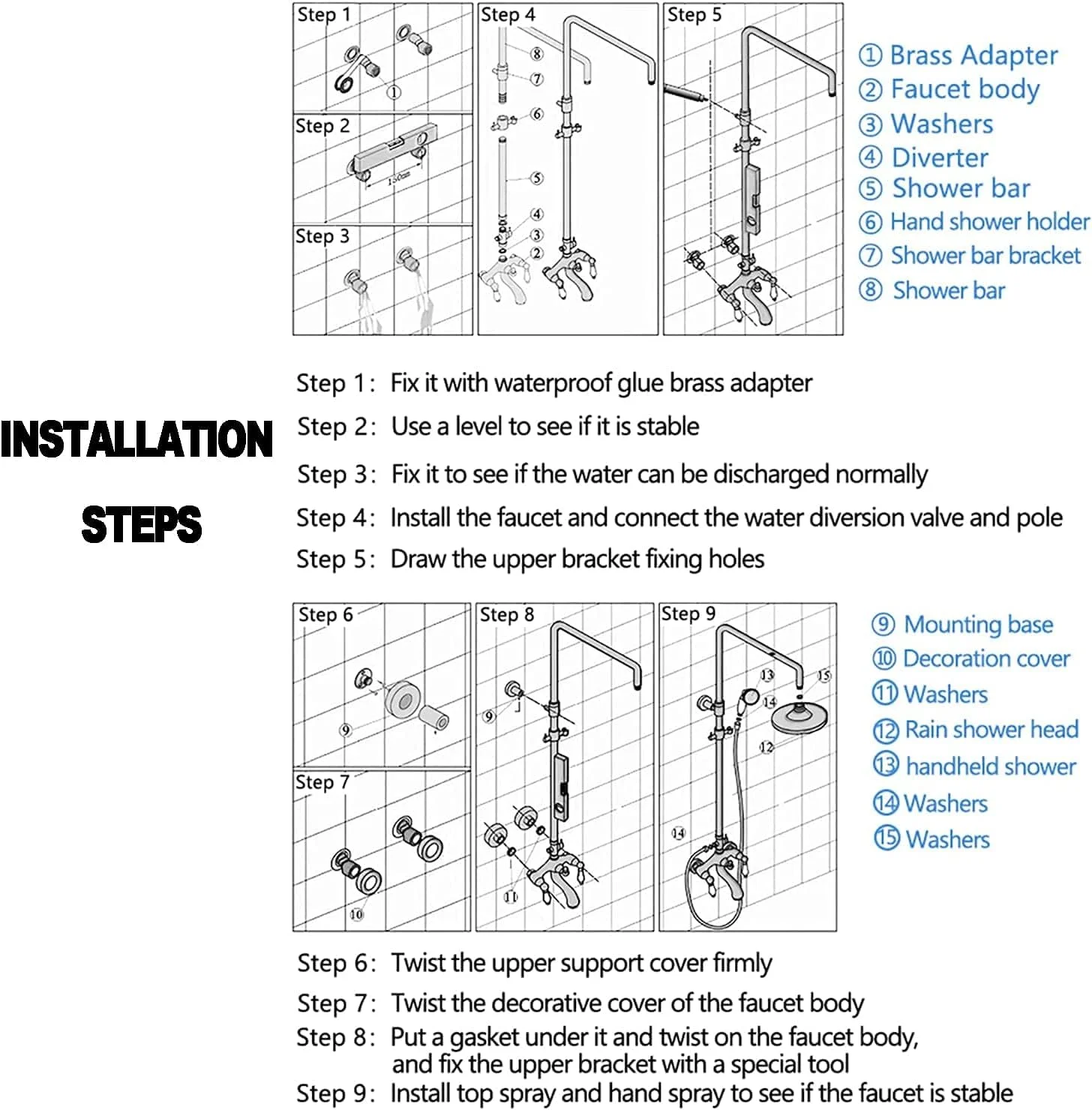 ست شیر دوش نقره ای استیل ضد زنگ SKADE، سیستم دوش سه کاره دیواری، سر دوش 8 اینچی، اسپری دستی قابل تنظیم حمام، شیر دوش نیکل برس خورده ست کامل ست شیر دوش نقره ای استیل ضد زنگ SKADE، سیستم دوش سه کاره دیواری، سر دوش 8 اینچی، اسپری دستی قابل تنظیم حمام، شیر دوش نیکل برس خورده ست کامل