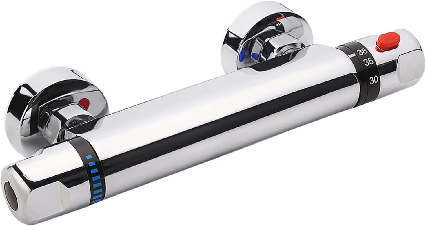 شیر دوش ترموستاتیک کروم Uten، شیر مخلوط دوش دیواری ضد سوزش، شیر مخلوط آب گرم و سرد با دمای ثابت هوشمند