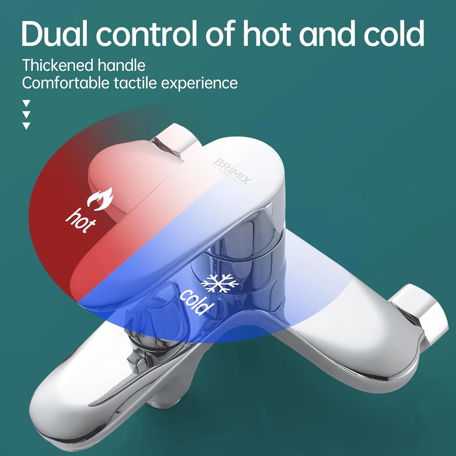 شیر دوش تک اهرمی BRIMIX، شیر حمام به همراه گوشی و شلنگ (گرد)