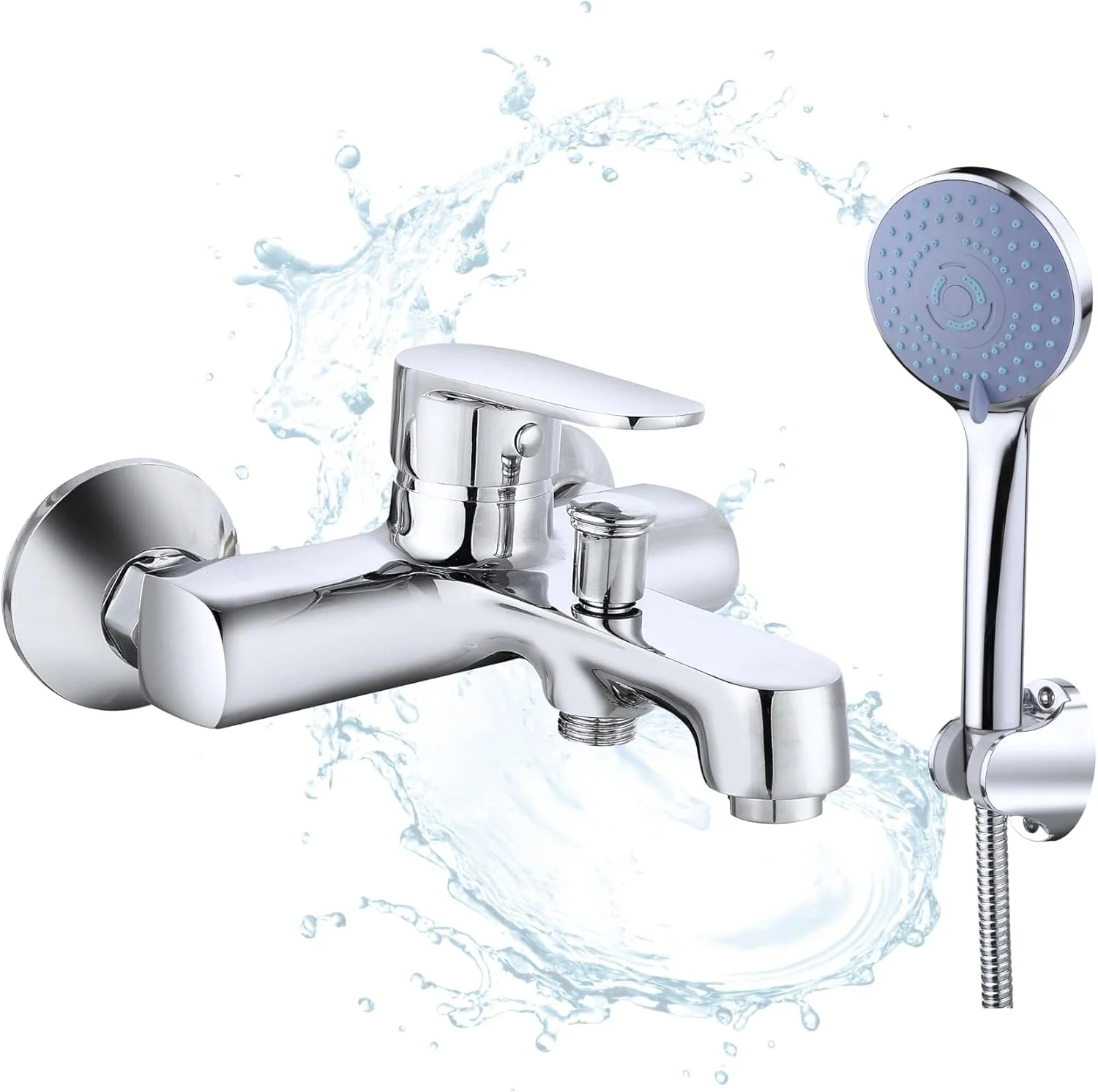 شیر دوش والدنو مدل Serena، تک اهرمی، شیر حمام، شیر دوش، بدنه فلزی سنگین، پرداخت عالی، جریان نرم و زیاد، صرفه جویی در آب، به همراه گوشی دوش دستی (کروم)