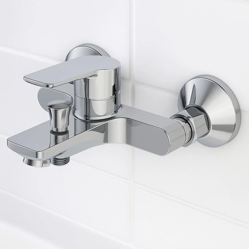 ست شیرآلات دیواری مدرن حمام | بدنه آلیاژ روی | 215x178x112mm | شیر کروم با سردوش و کیت نصب کامل – مقاوم و ضد زنگ ست شیرآلات دیواری مدرن حمام | بدنه آلیاژ روی | 215x178x112mm | شیر کروم با سردوش و کیت نصب کامل – مقاوم و ضد زنگ