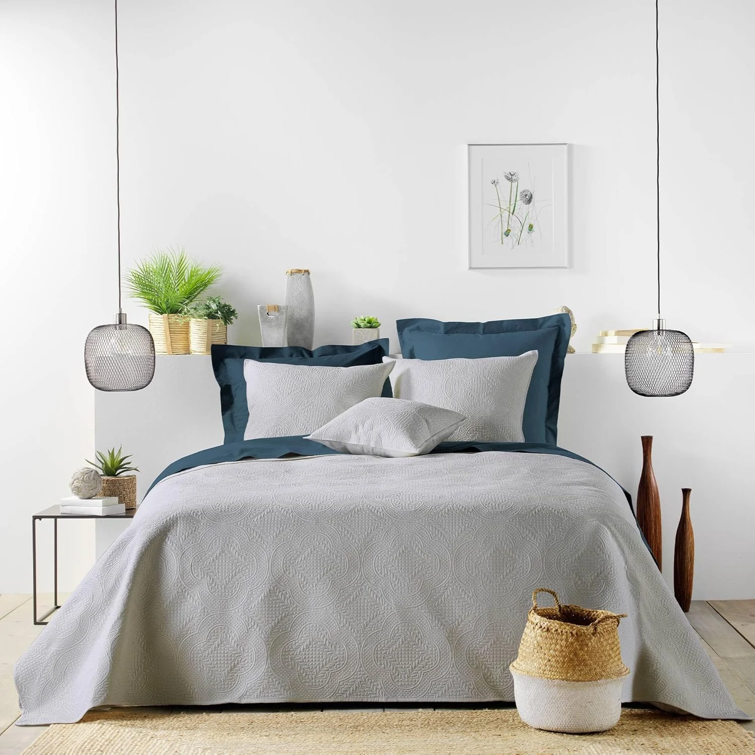 douceur d'intérieur Bedspread 100% Polyester Grey 220 x 240 cm