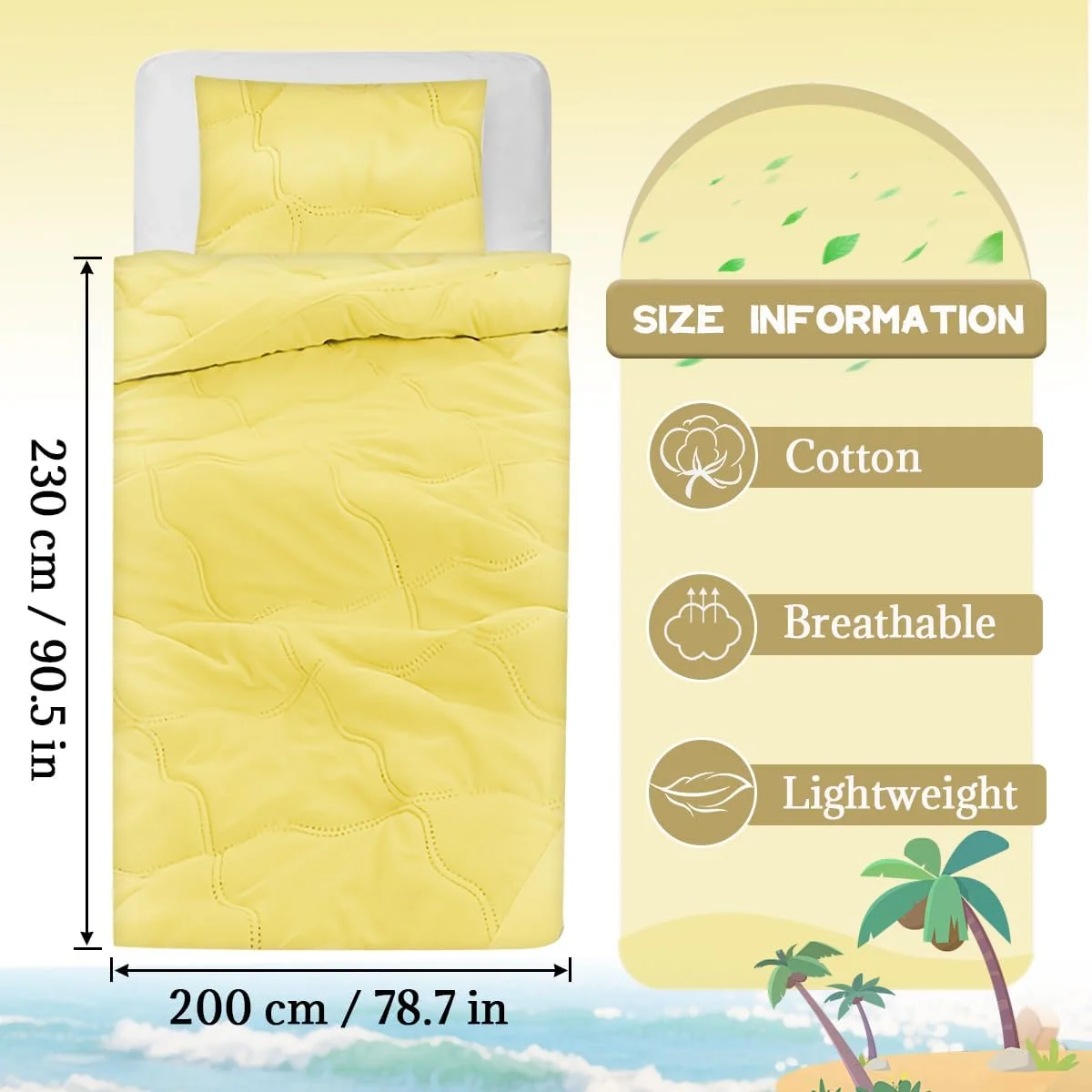 روتختی لحافی دات‌بای-شاپ مناسب سایز سوپر کینگ، 200x230 سانتی‌متر، رو تختی زرد رنگ، لحافی، نرم، سبک وزن، دو رو، پتوی مبل مناسب تمام فصول