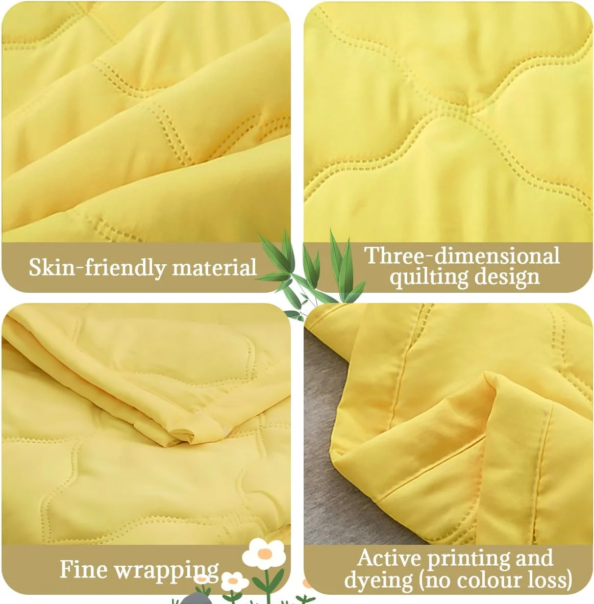 روتختی لحافی دات‌بای-شاپ مناسب سایز سوپر کینگ، 200x230 سانتی‌متر، رو تختی زرد رنگ، لحافی، نرم، سبک وزن، دو رو، پتوی مبل مناسب تمام فصول