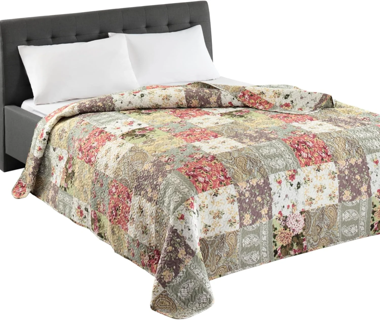 روتختی تکه دوزی داکوتا Delindo Lifestyle با طرح وینتیج، روتختی دو نفره به سبک تکه دوزی، 220 x 240 سانتی متر