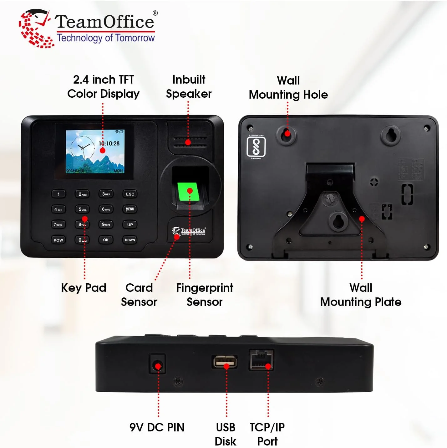 دستگاه حضور و غیاب اثر انگشتی اداری تیم آفیس با نرم افزار حضور و غیاب ابری (اثر انگشت + TCP/IP)
