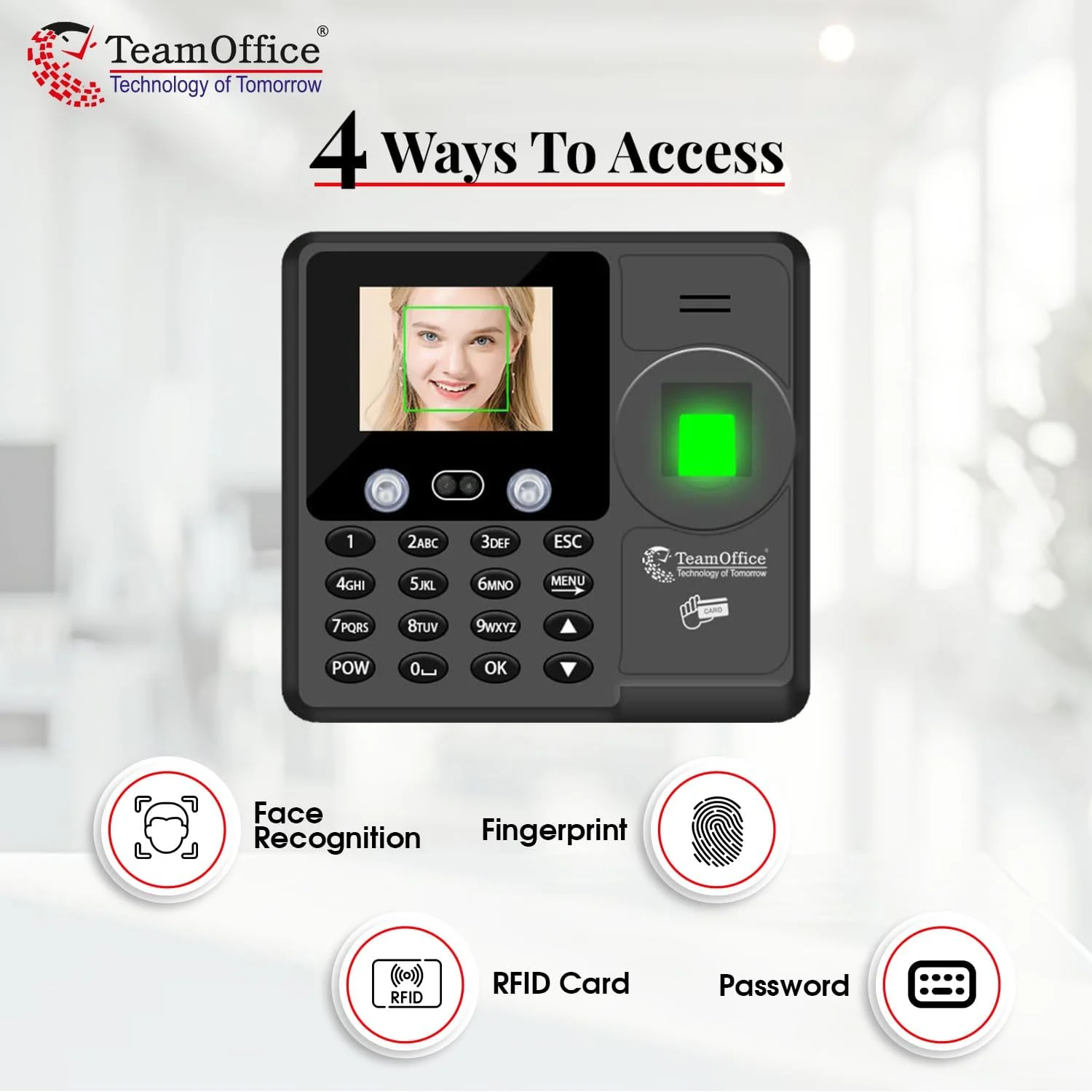 دستگاه حضور و غیاب تشخیص چهره بدون لمس Team Office Z900 به همراه نرم افزار حضور و غیاب ابری (چهره+اثر انگشت+Wi-Fi)