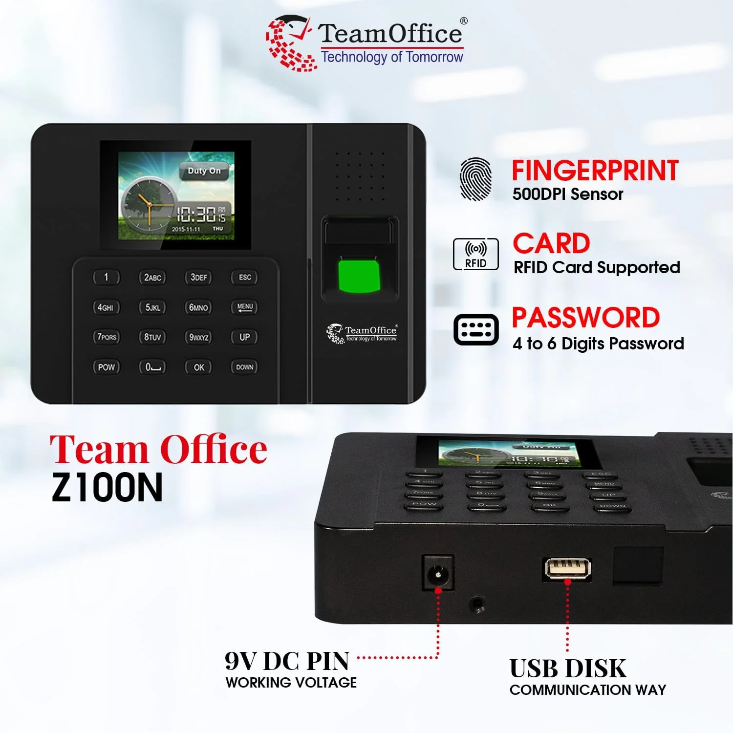 سیستم حضور و غیاب اثر انگشت و کارتی مناسب دفتر کار با گزارش اکسل مستقیم از دستگاه (مشکی) (اثر انگشت + کارت)