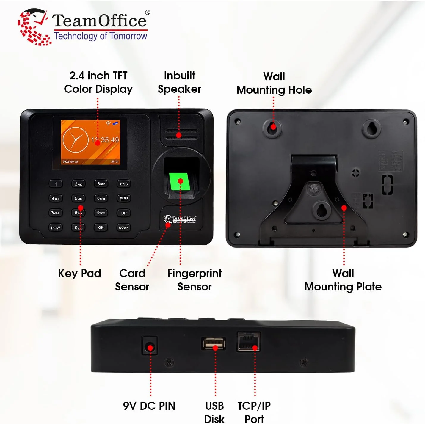 دستگاه حضور و غیاب بیومتریک Team Office Z305W با پشتیبانی از ابر و Wi-Fi