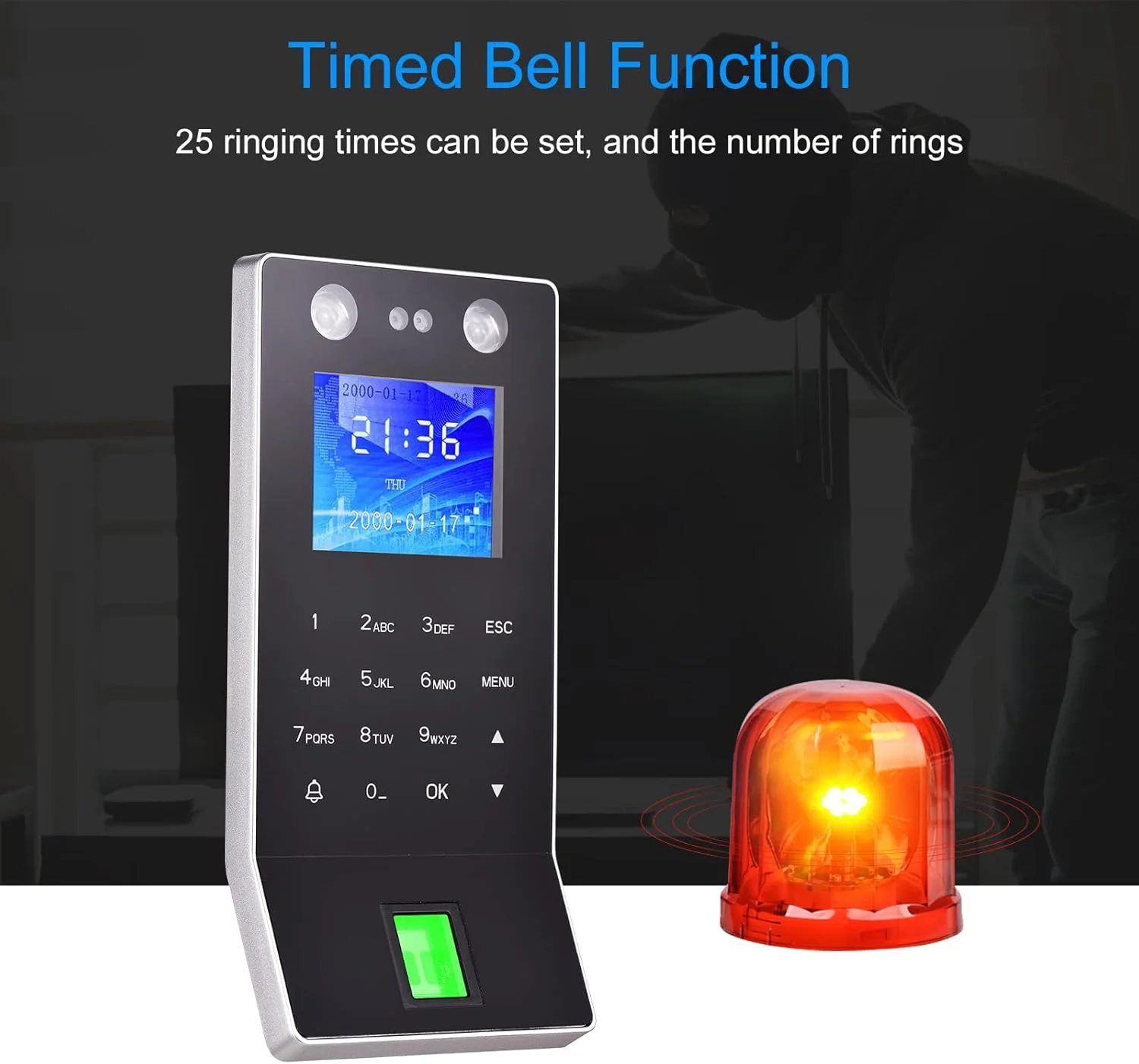 دستگاه حضور و غیاب تشخیص چهره، اثر انگشت و رمز عبور، دستگاه کنترل دسترسی و ثبت زمان ورود و خروج کارکنان با صفحه نمایش رنگی 2.4 اینچی TFT و پشتیبانی از دانلود از طریق فلش مموری دستگاه حضور و غیاب تشخیص چهره، اثر انگشت و رمز عبور، دستگاه کنترل دسترسی و ثبت زمان ورود و خروج کارکنان با صفحه نمایش رنگی 2.4 اینچی TFT و پشتیبانی از دانلود از طریق فلش مموری