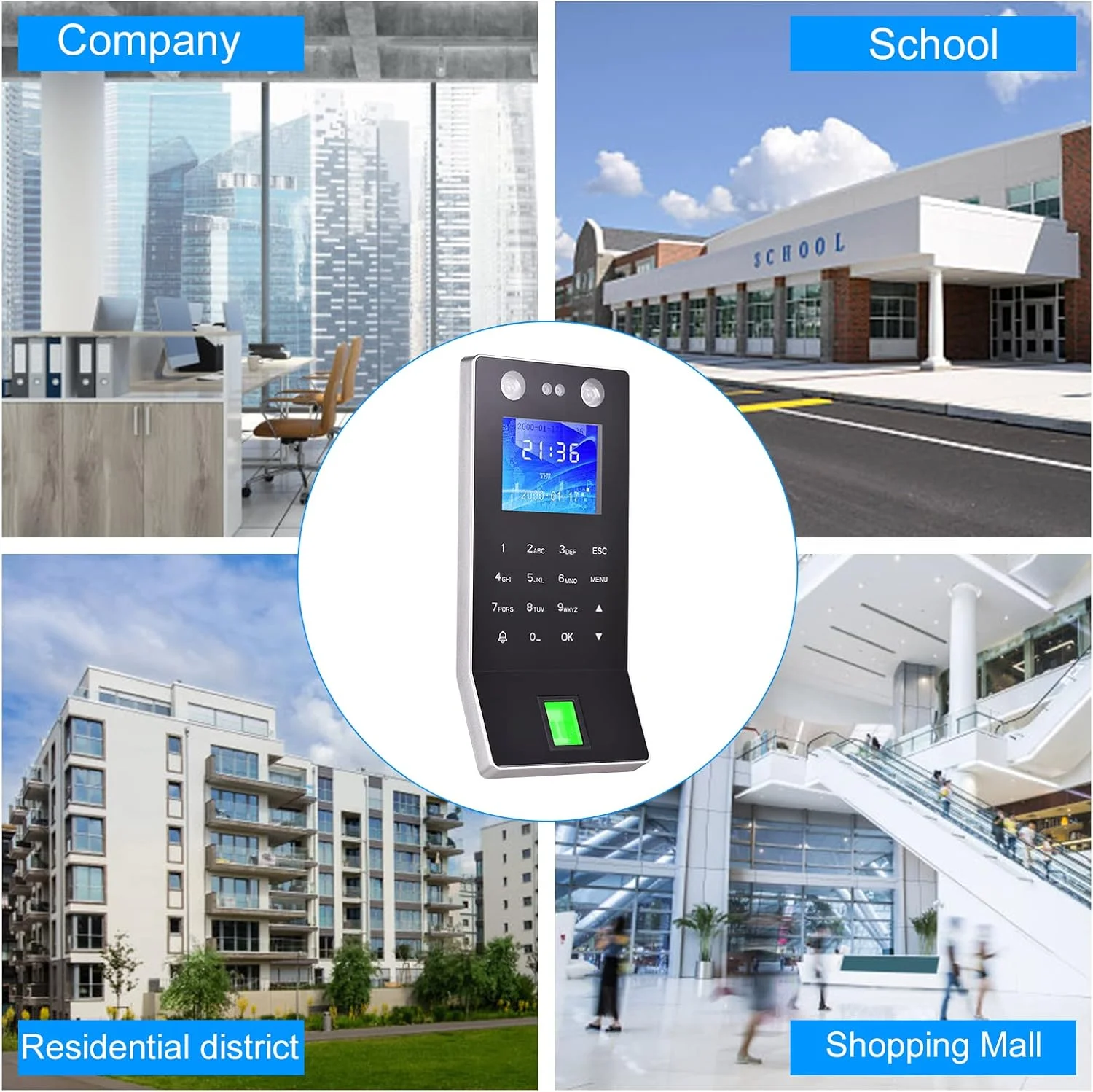 دستگاه حضور و غیاب تشخیص چهره، اثر انگشت و رمز عبور، دستگاه کنترل دسترسی و ثبت زمان ورود و خروج کارکنان با صفحه نمایش رنگی 2.4 اینچی TFT و پشتیبانی از دانلود از طریق فلش مموری دستگاه حضور و غیاب تشخیص چهره، اثر انگشت و رمز عبور، دستگاه کنترل دسترسی و ثبت زمان ورود و خروج کارکنان با صفحه نمایش رنگی 2.4 اینچی TFT و پشتیبانی از دانلود از طریق فلش مموری