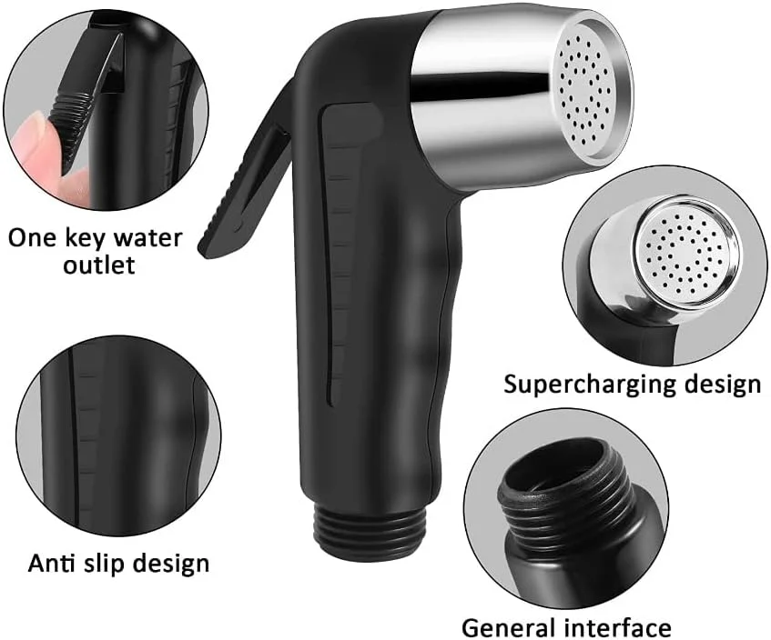 Hairstore بیده شطاف کوچک پلاستیکی مشکی با شلنگ مشکی 2 متری (منبسط شده)، اسپری پارچه ای پوشک، بیده دستی حمام، شیر آب استیل ضد زنگ، اسپری شطاف، شیر توالت برای تمیز کردن توالت Hairstore بیده شطاف کوچک پلاستیکی مشکی با شلنگ مشکی 2 متری (منبسط شده)، اسپری پارچه ای پوشک، بیده دستی حمام، شیر آب استیل ضد زنگ، اسپری شطاف، شیر توالت برای تمیز کردن توالت