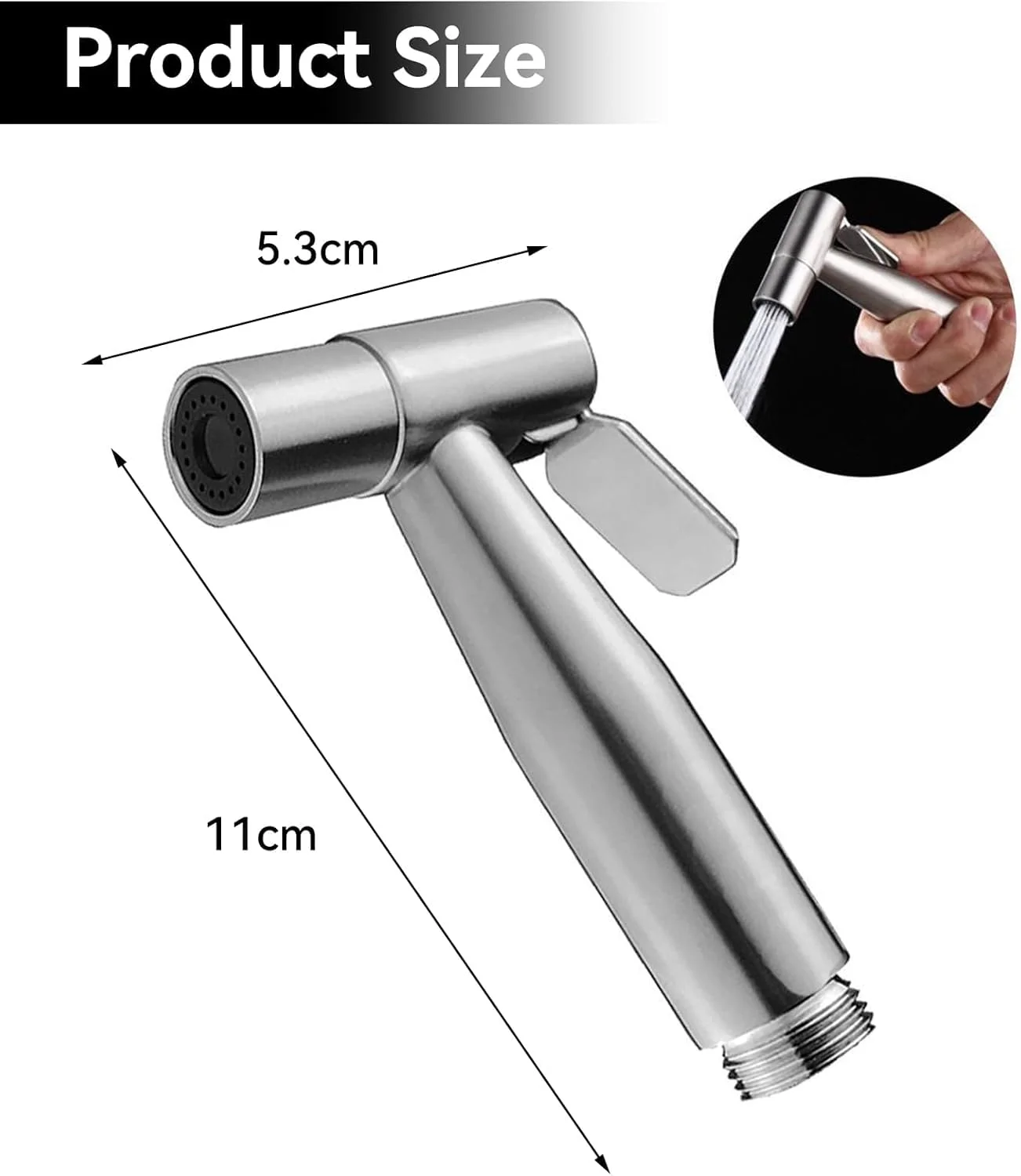 اسپری بیده دستی، جت اسپری استیل 304 برای توالت، اسپری بیده صرفه جویی در آب، واشر پوشک قابل حمل، برای تمیز کردن توالت، حمام حیوانات خانگی، بهداشت حمام (نقره ای)