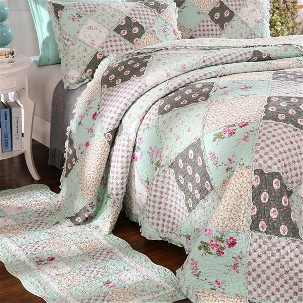 روتختی تکه دوزی دست دوز 3 تکه شامل روتختی 220X240 سانتی متر و 2 روبالشی 50X70 سانتی متر، ملحفه نخی نرم و راحت