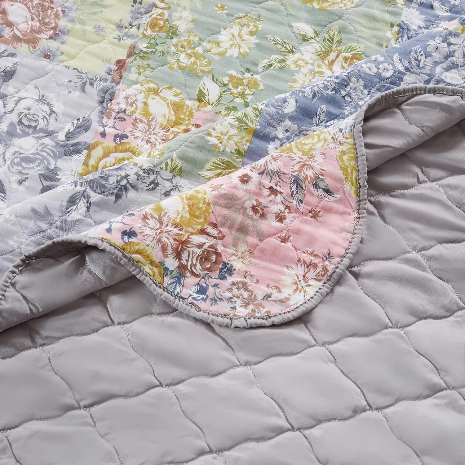 ست روتختی لحاف دار طرح Emma Greenland Home، سایز کوئین بزرگ، 3 تکه، خاکستری