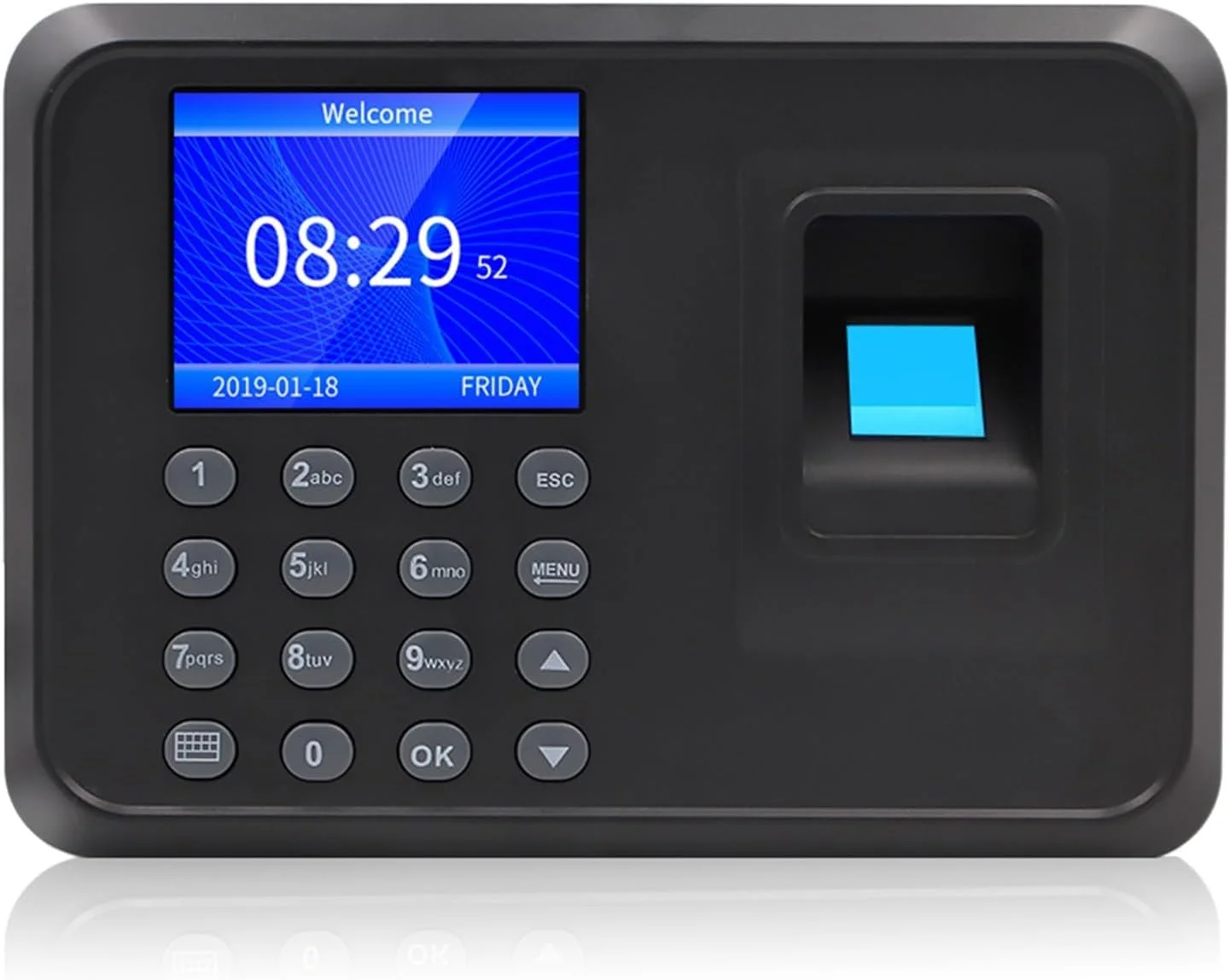دستگاه حضور و غیاب اثر انگشتی VESLFG، دستگاه حضور و غیاب اثر انگشتی، دستگاه هوشمند اثر انگشتی چند زبانه با صفحه نمایش 2.4 اینچی LCD، ثبت ورود و خروج خودکار، کاربری آسان