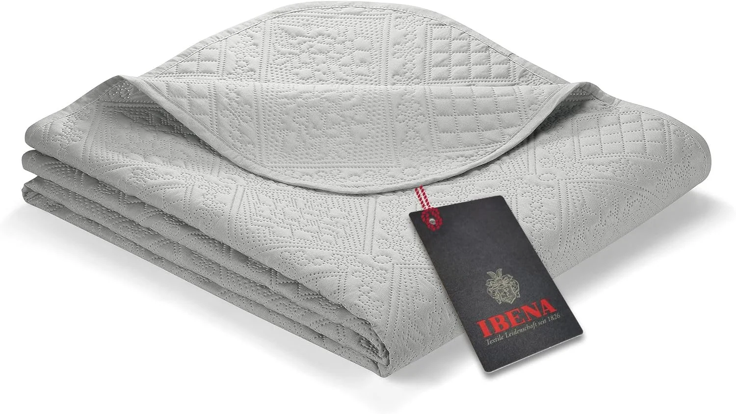 روتختی ایبنا نانسی 280 × 250 سانتی متر - طرح مدرن، قابل شستشو در ماشین لباسشویی، رو تختی ساده، خاکستری روشن، طرح زینتی