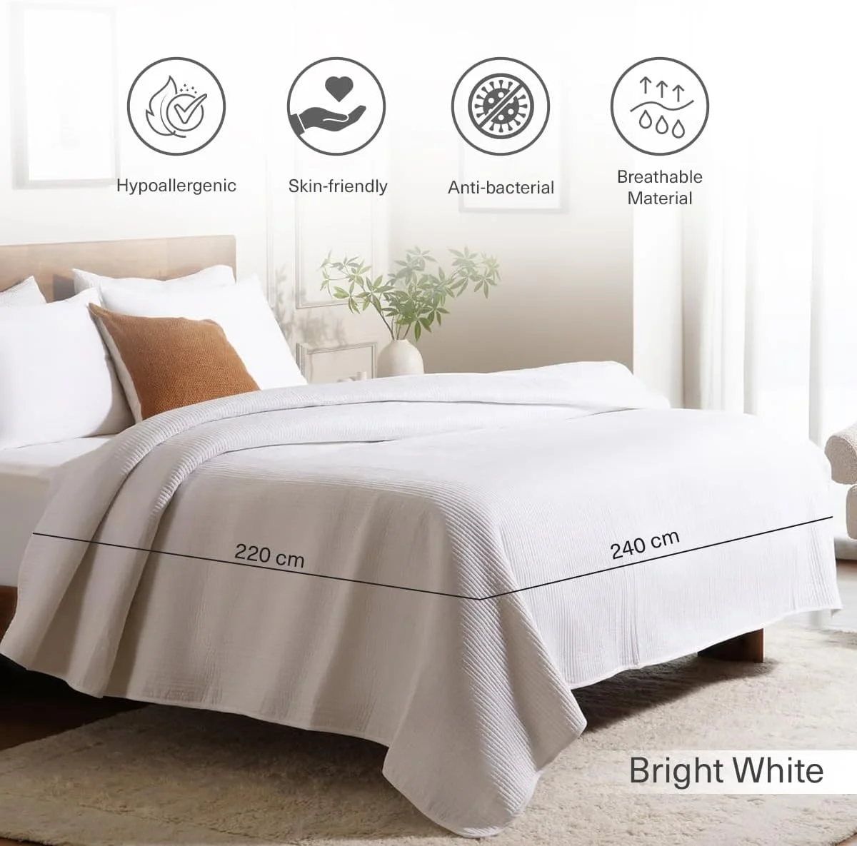 روتختی لحاف دوزی شده یوسل کانشس پن هوم - 220x240 سانتی متر - سفید روشن