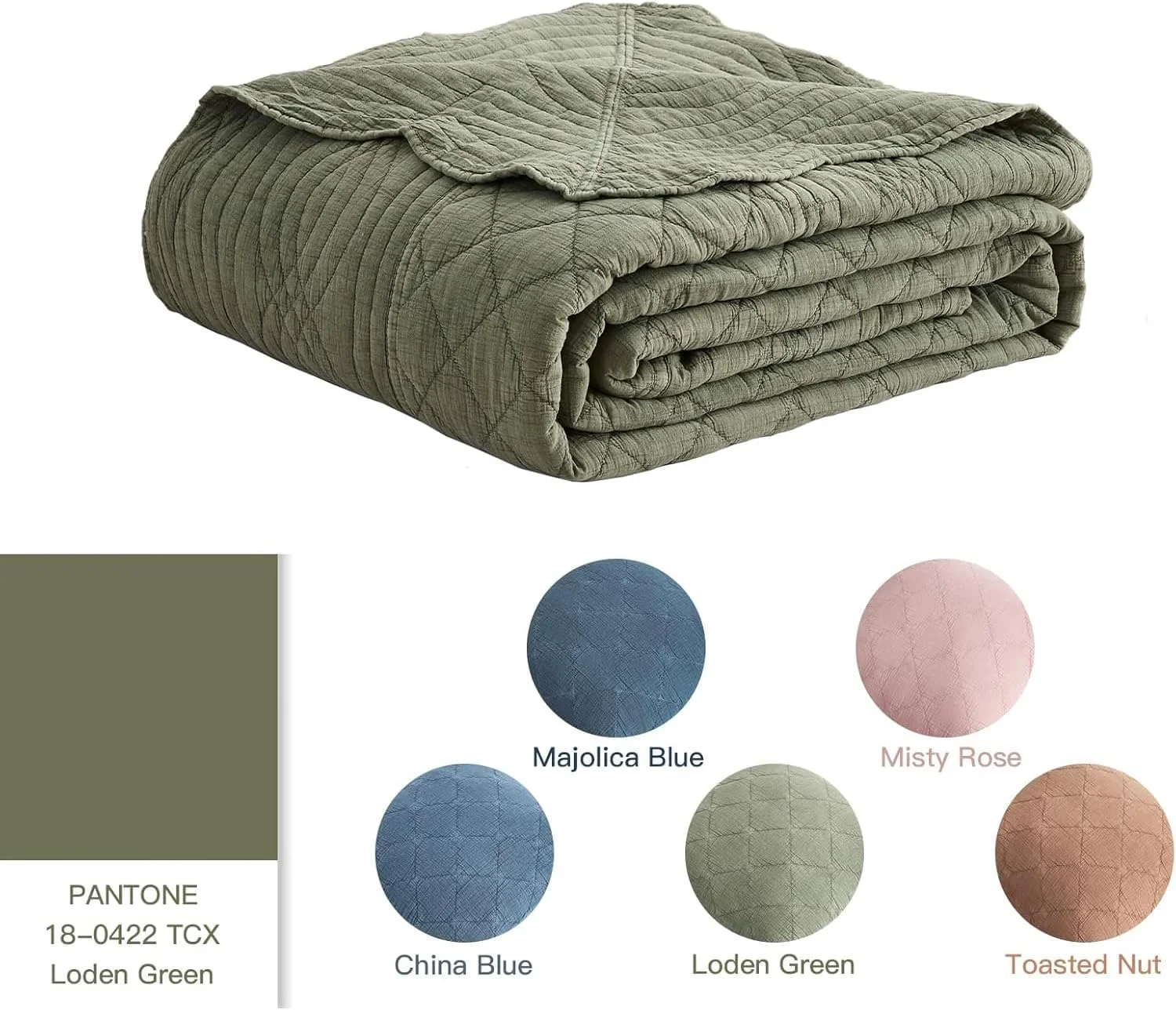 روتختی بزرگ کویین HZ&HY - ظاهر شیک روستایی - آنزیم و سنگ شور شده، فوق العاده نرم و سبک وزن، دو رو، پنبه/پلی استر، 5 تکه، کویین، سبز لجنی