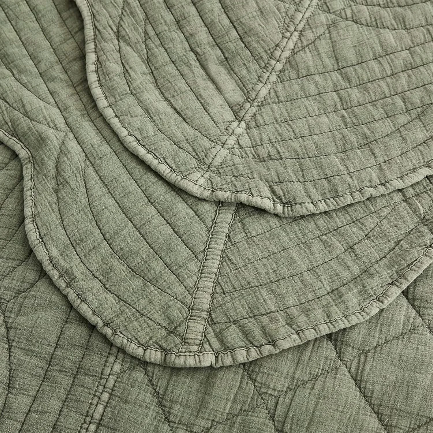 روتختی بزرگ کویین HZ&HY - ظاهر شیک روستایی - آنزیم و سنگ شور شده، فوق العاده نرم و سبک وزن، دو رو، پنبه/پلی استر، 5 تکه، کویین، سبز لجنی