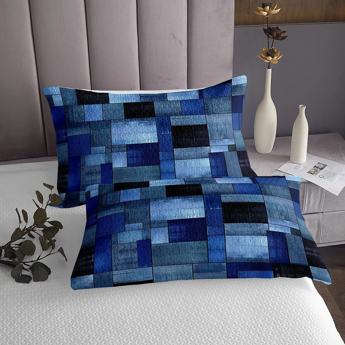 روتختی هندسی Homemissing تک نفره، لحاف لوکس برای پسران، دختران، نوجوانان، ست روتختی هنر مدرن، دکوراسیون اتاق لحافی آبی زنده