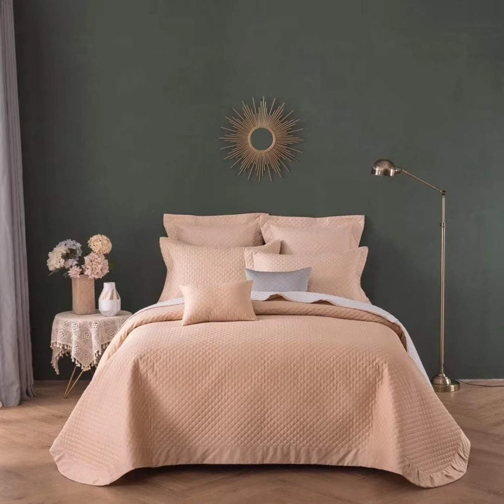 روتختی های رو تختی درجه یک - روکش تخت 3 تکه پنبه خالص میکروفیبر به سبک اروپایی ملحفه لحاف دار دو نفره با 2 عدد روبالشی ست روتختی رو تختی تمام فصل، آبی-کینگ: 230X250cm+50x70cmx2