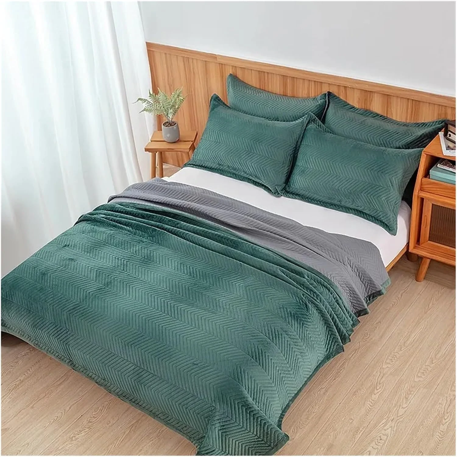 رو تختی مدرن و با کیفیت بالا، دو طرفه، لحاف تخت خواب، ملحفه لحافی، پتو، سازگار با ملحفه تخت، طرح چهارخانه، ست روتختی لوکس (C 3 تکه 245cmx270cm)