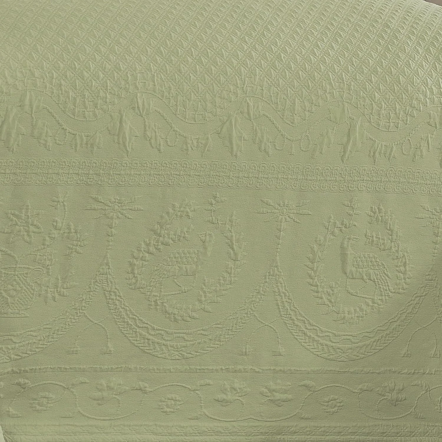 روتختی پنبه ای طرح گلدار مدرن کینگ چارلز، مناسب تخت کینگ/کالیفرنیا کینگ، رنگ سبز