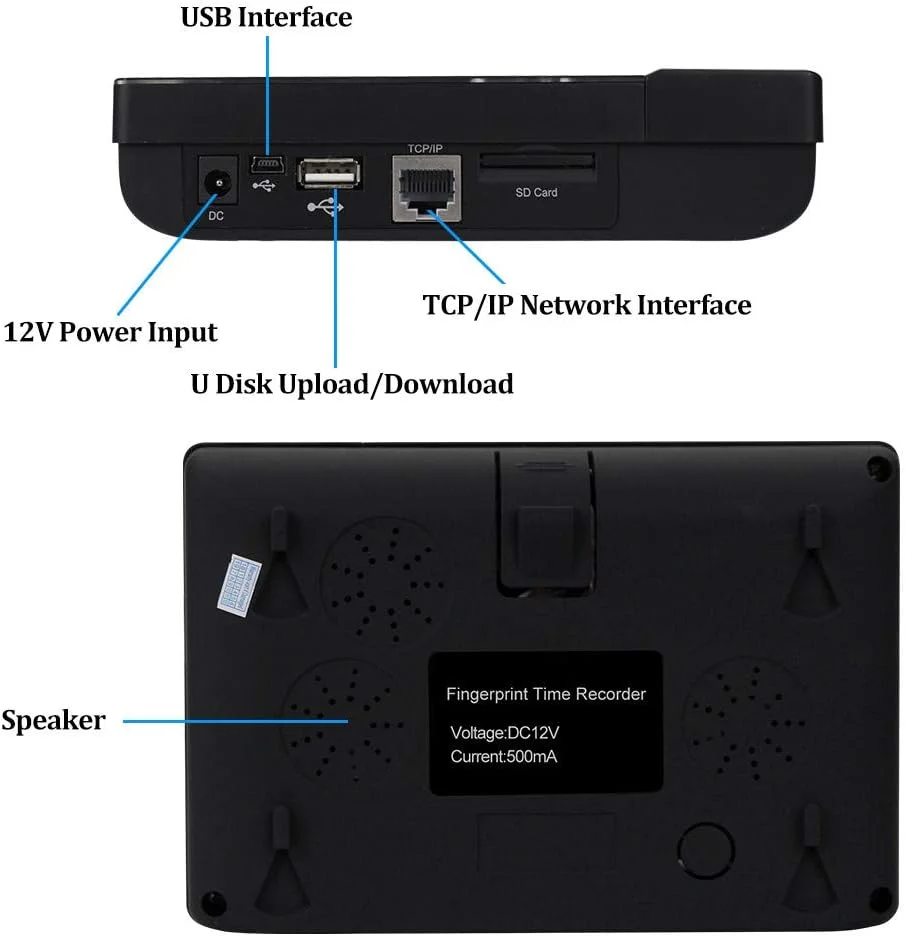سیستم حضور و غیاب اثر انگشتی بیومتریک TCP/IP، دستگاه ساعت زنی انگلیسی برای کارمندان اداری، سیستم کنترل دسترسی (A-C081)